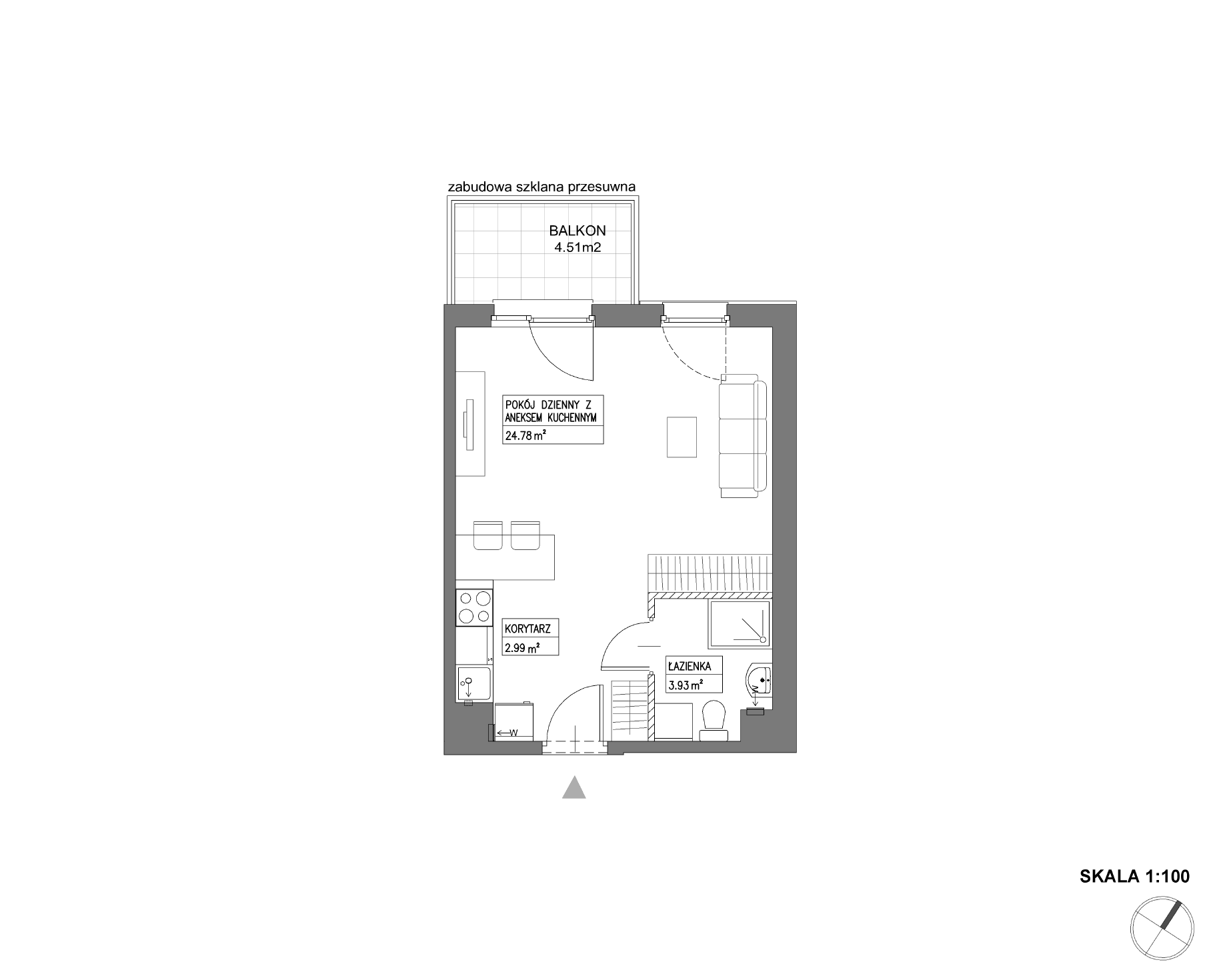 Plan 1 pok. 32m²