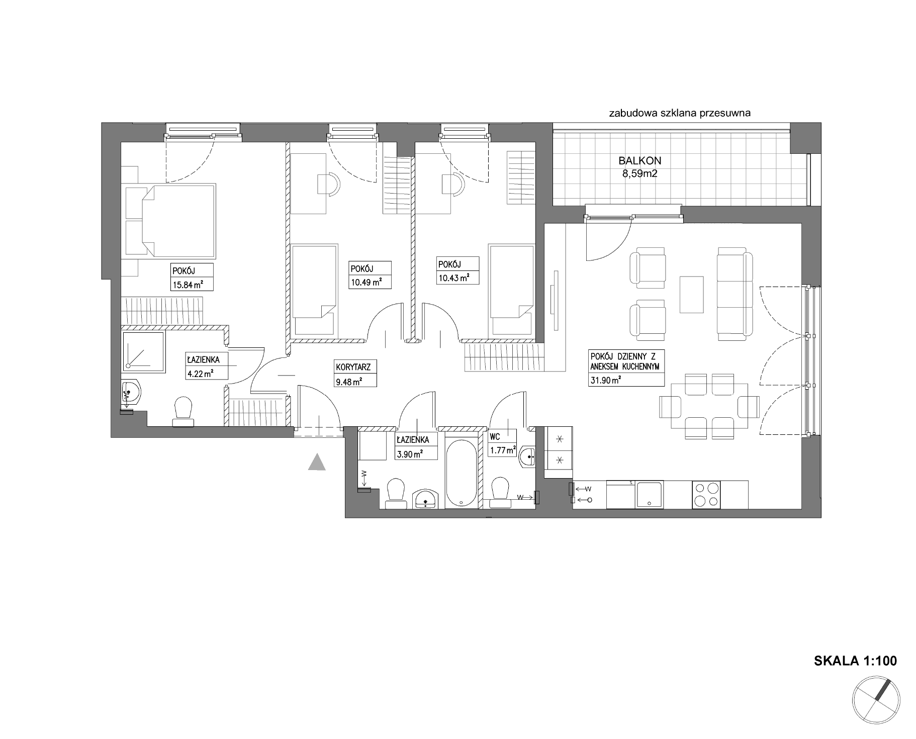 Plan 4 pok. 88m²