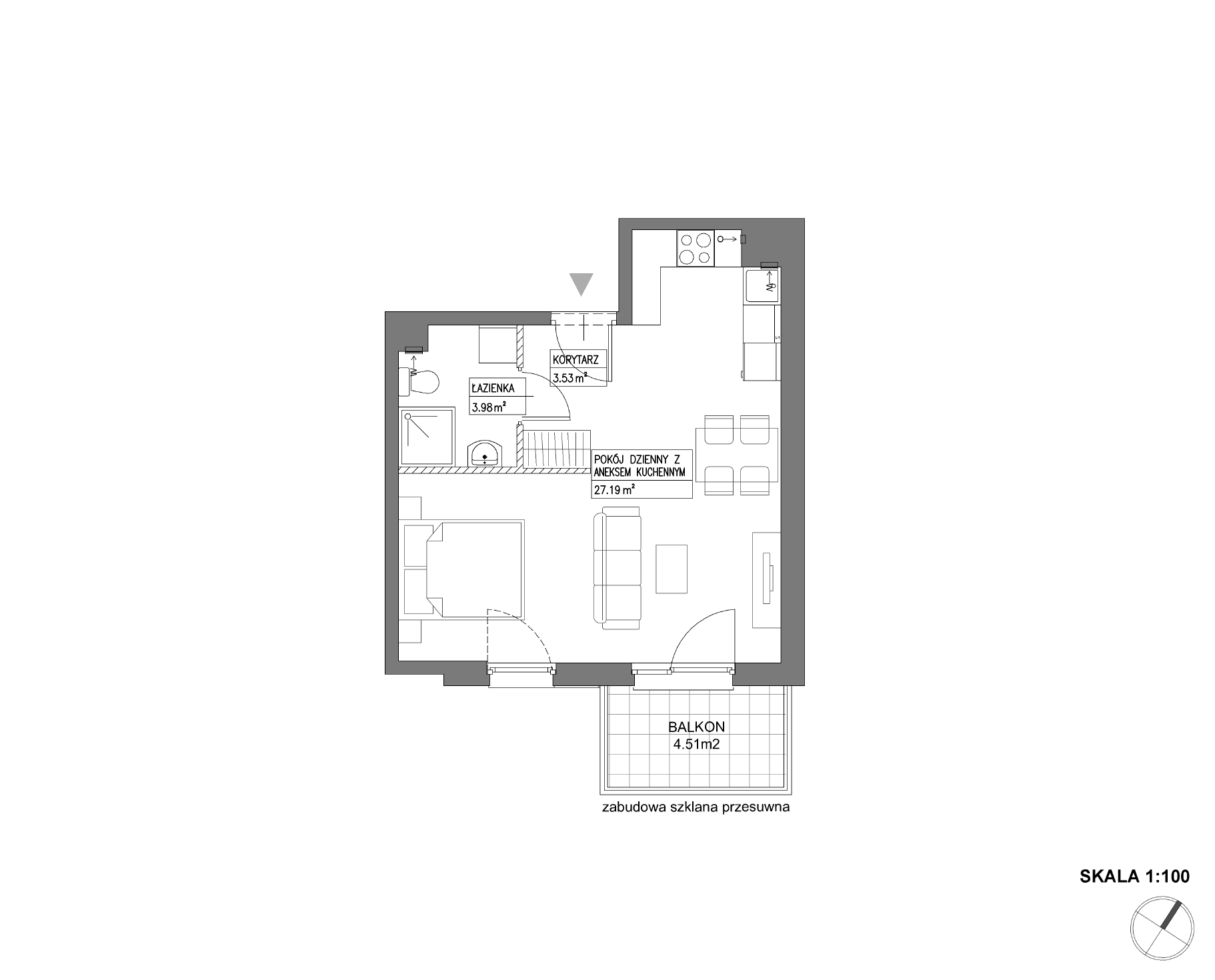 Plan 1 pok. 35m²