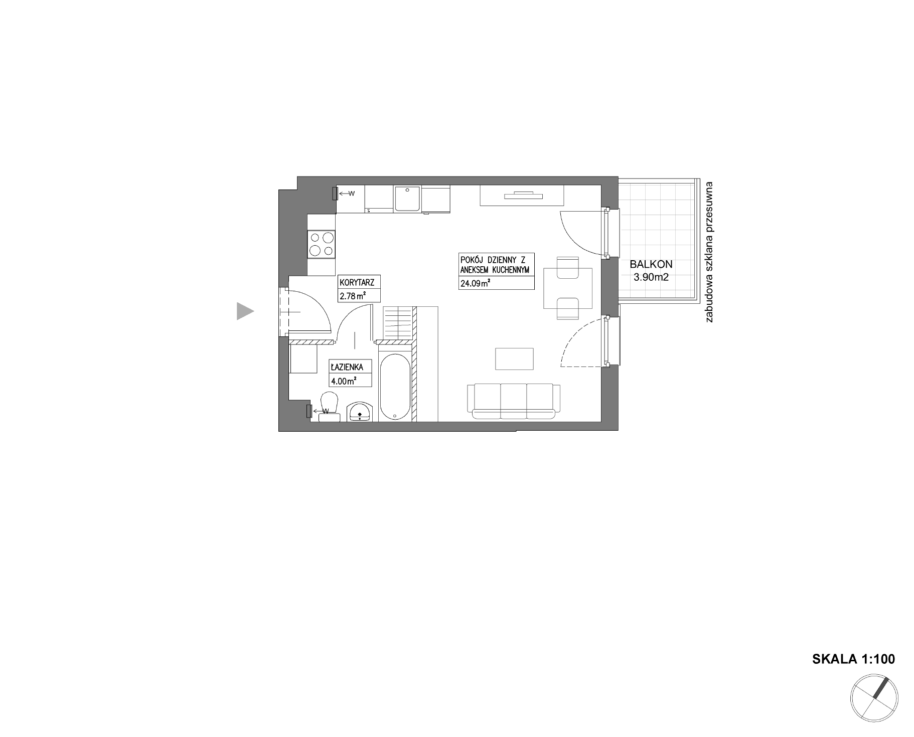 Plan 1 pok. 31m²