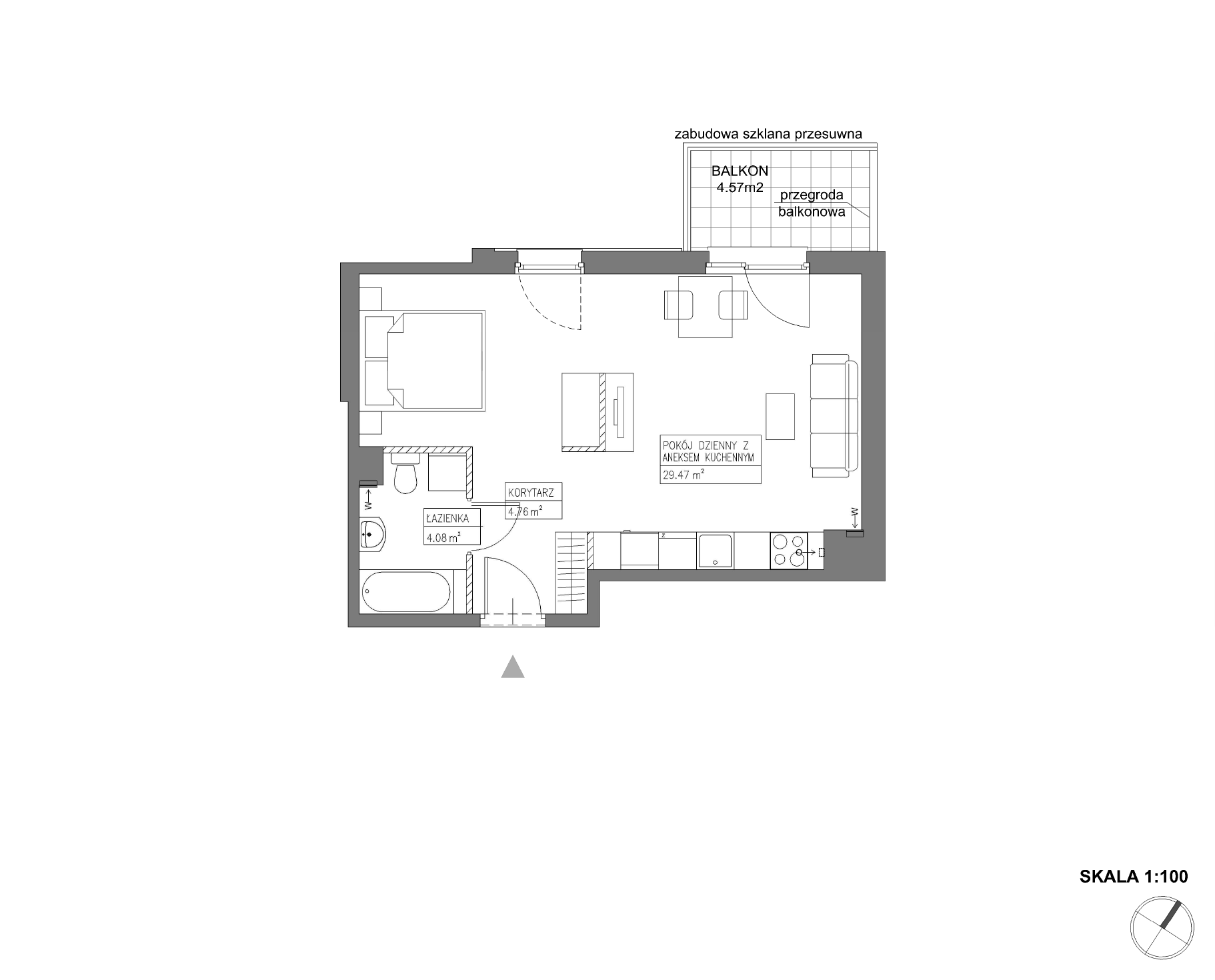 Plan 1 pok. 38m²