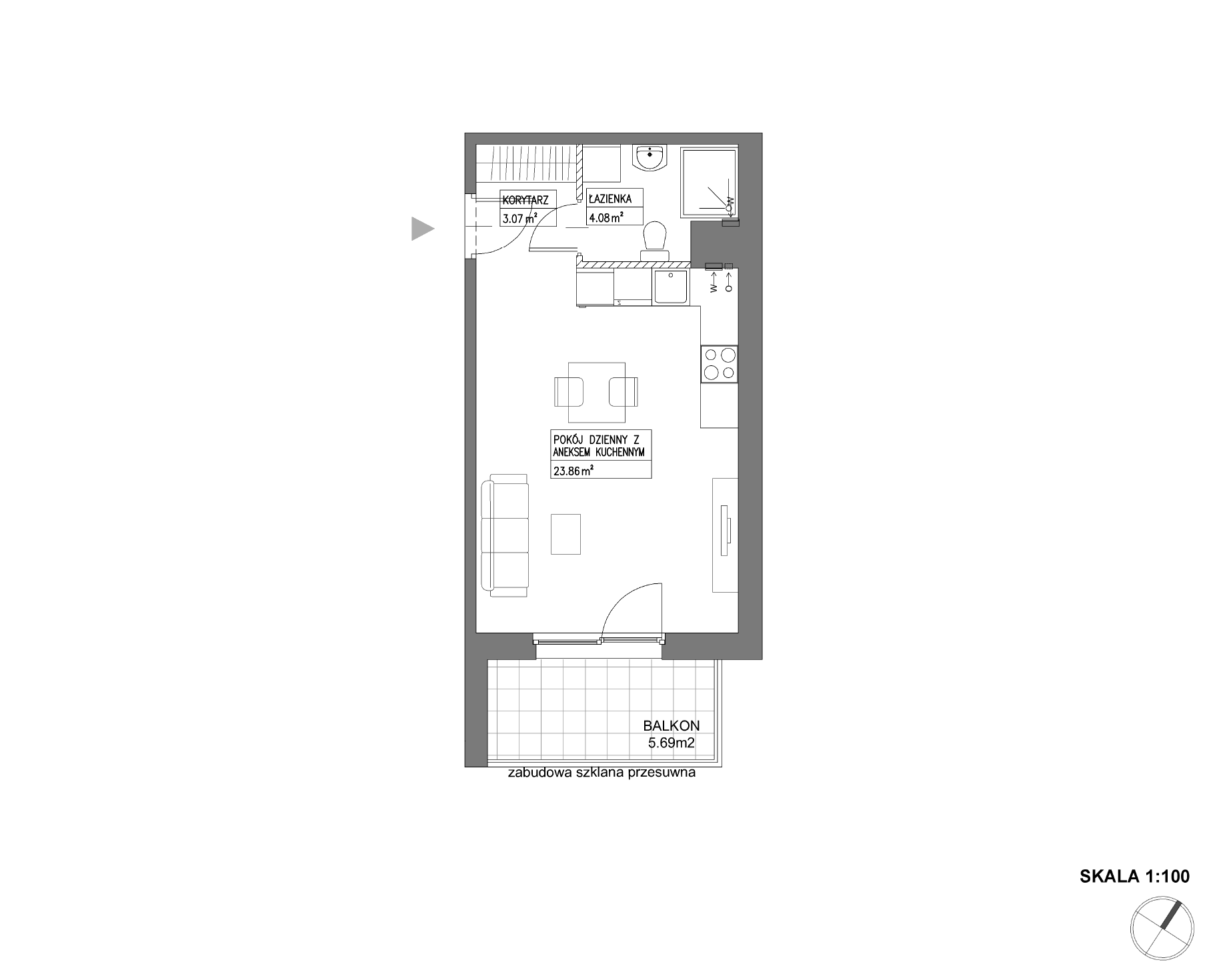 Plan 1 pok. 31m²