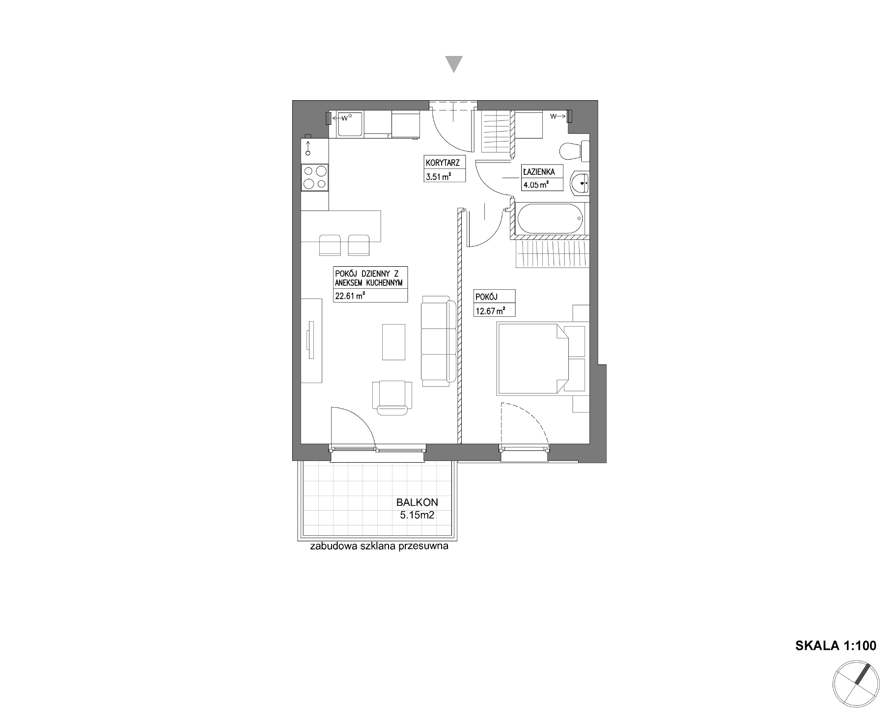 Plan 2 pok. 43m²