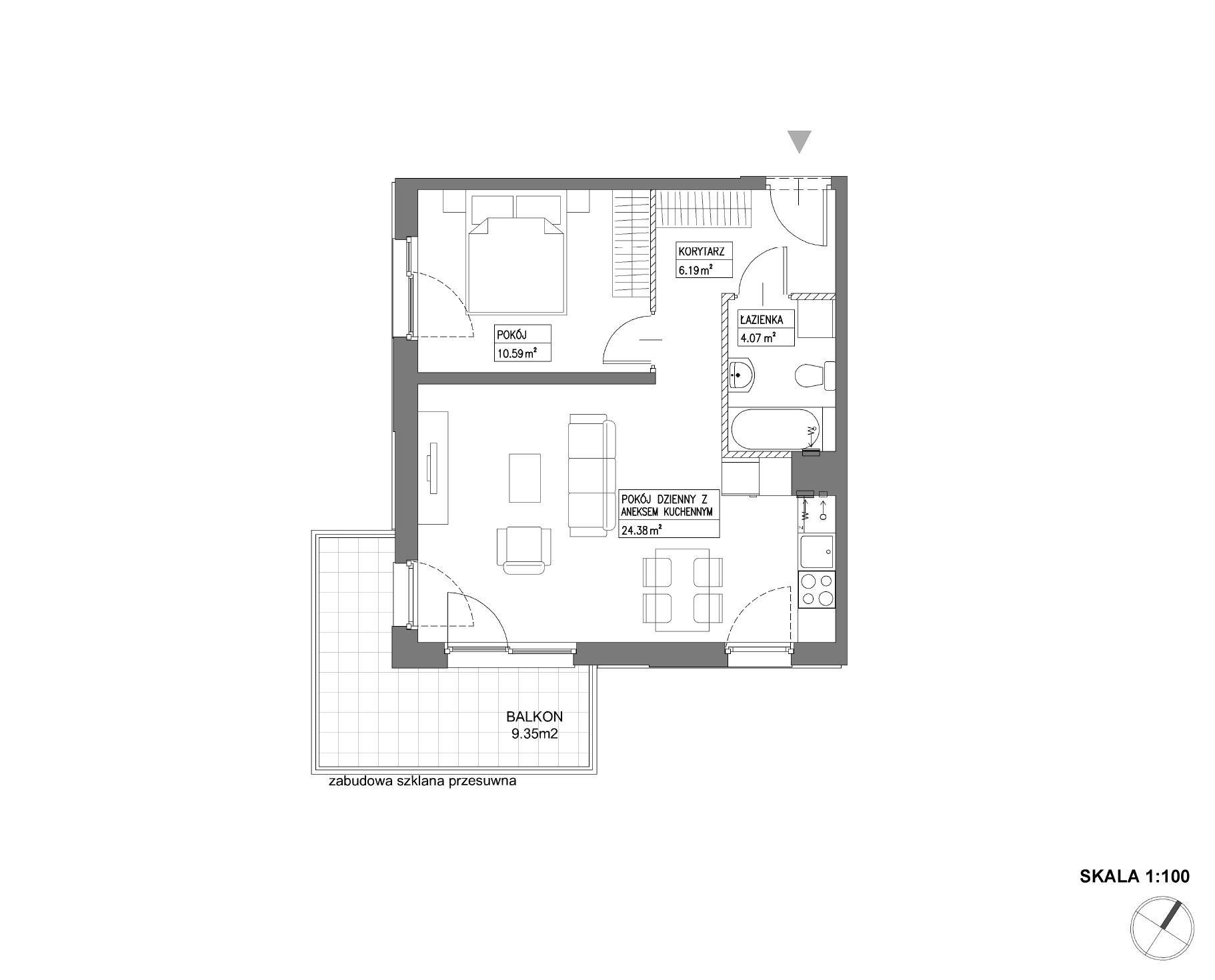 Plan 2 pok. 45m²