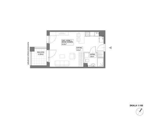 Plan 1 pok. 32m²