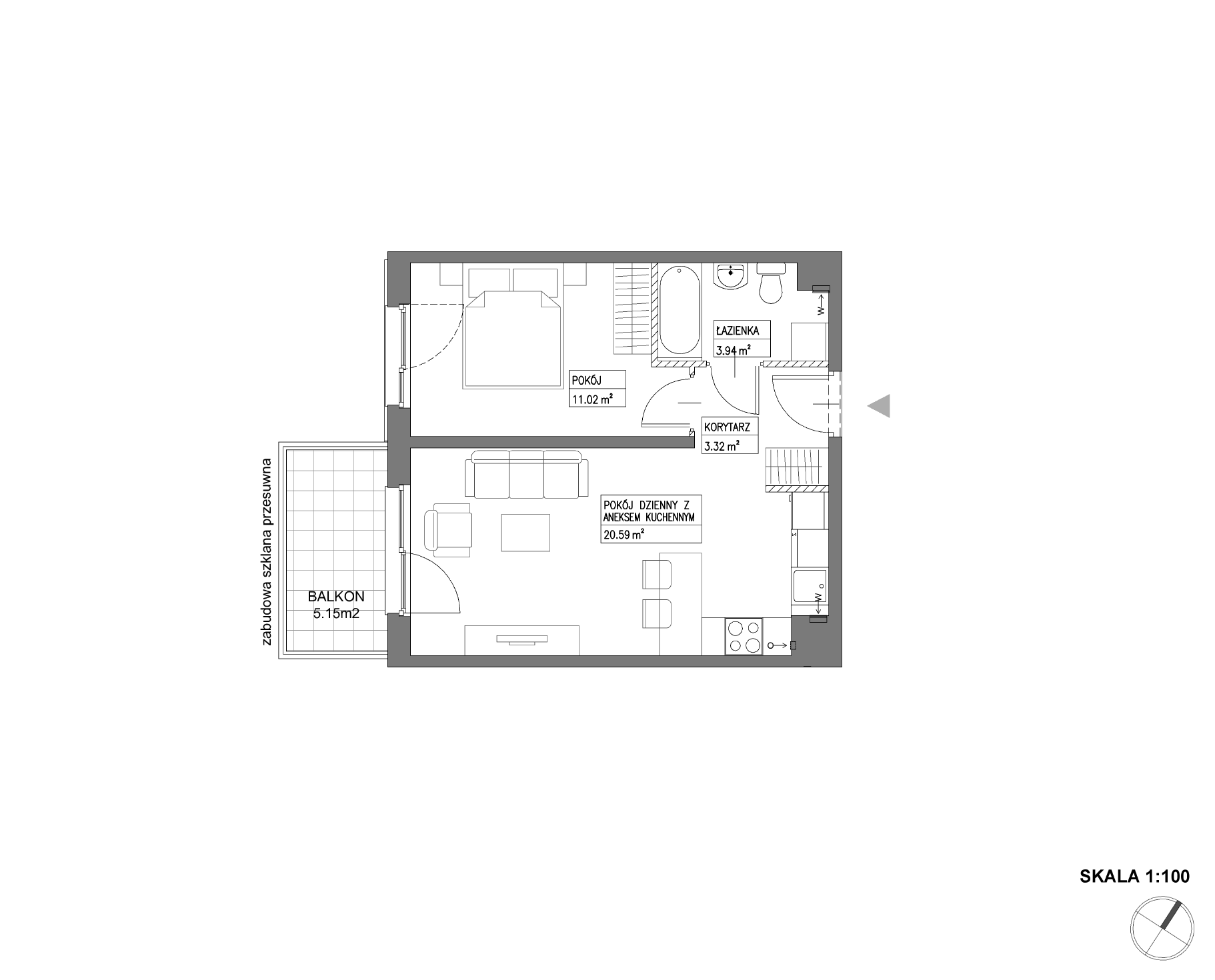 Plan 2 pok. 39m²