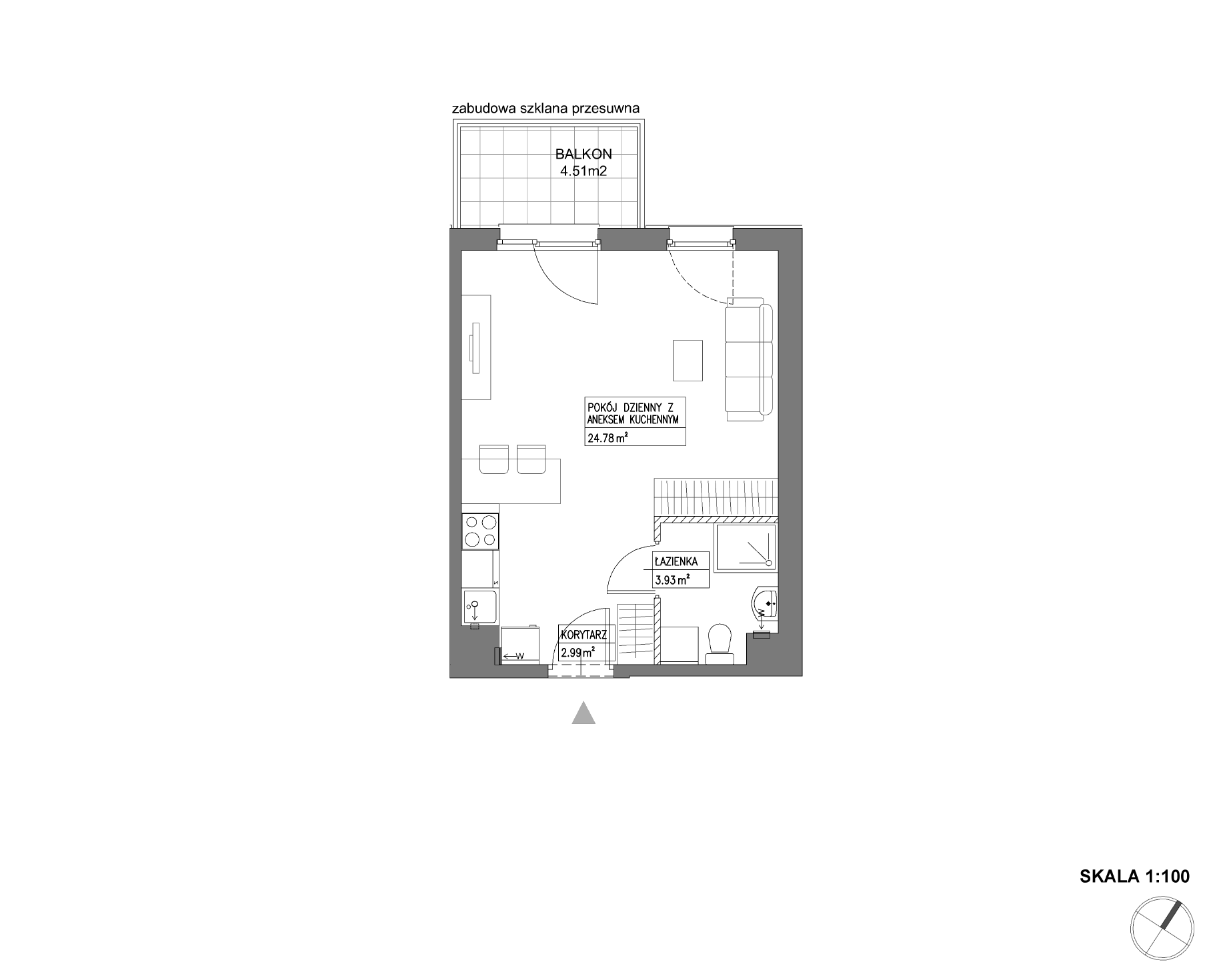 Plan 1 pok. 32m²