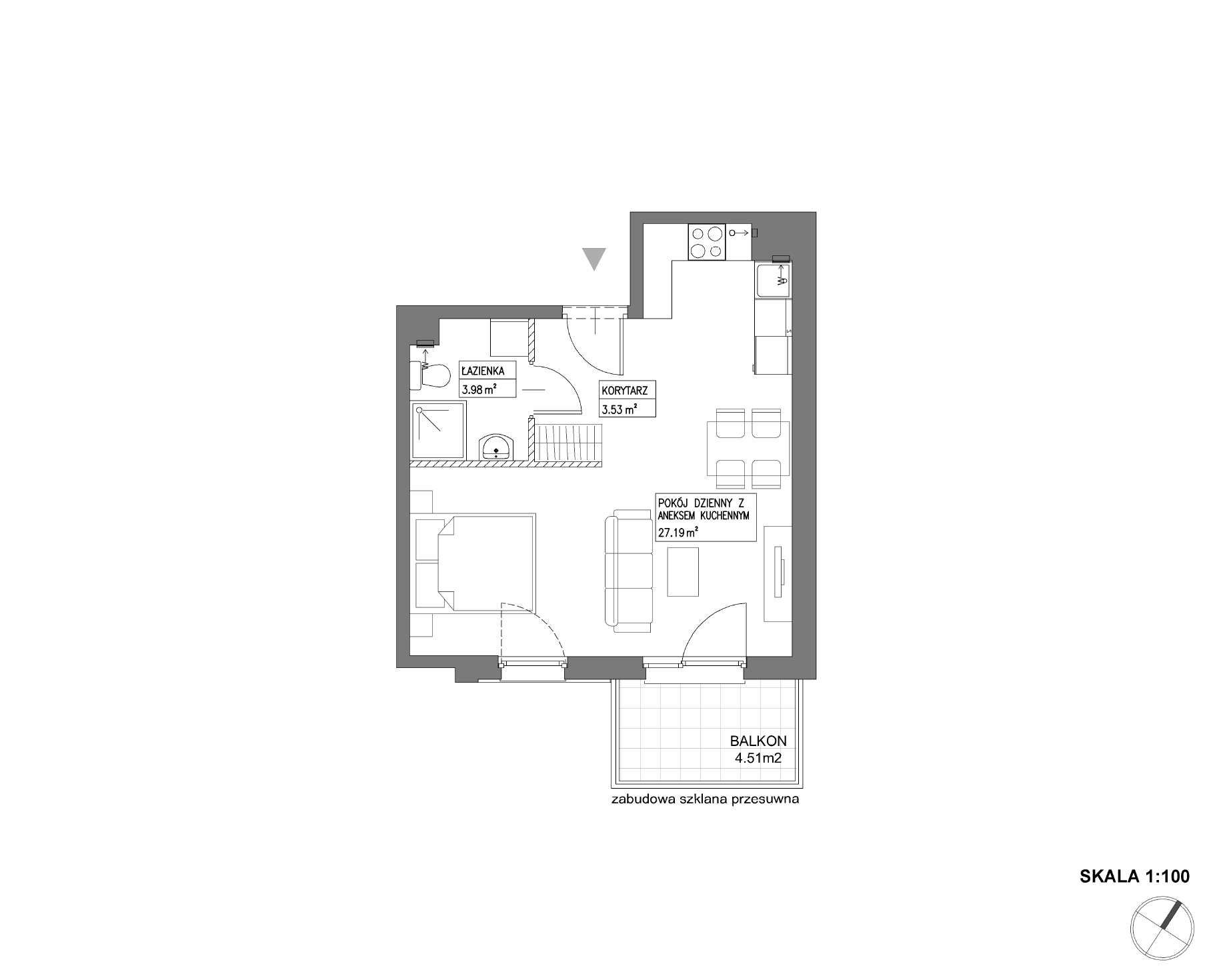 Plan 1 pok. 35m²