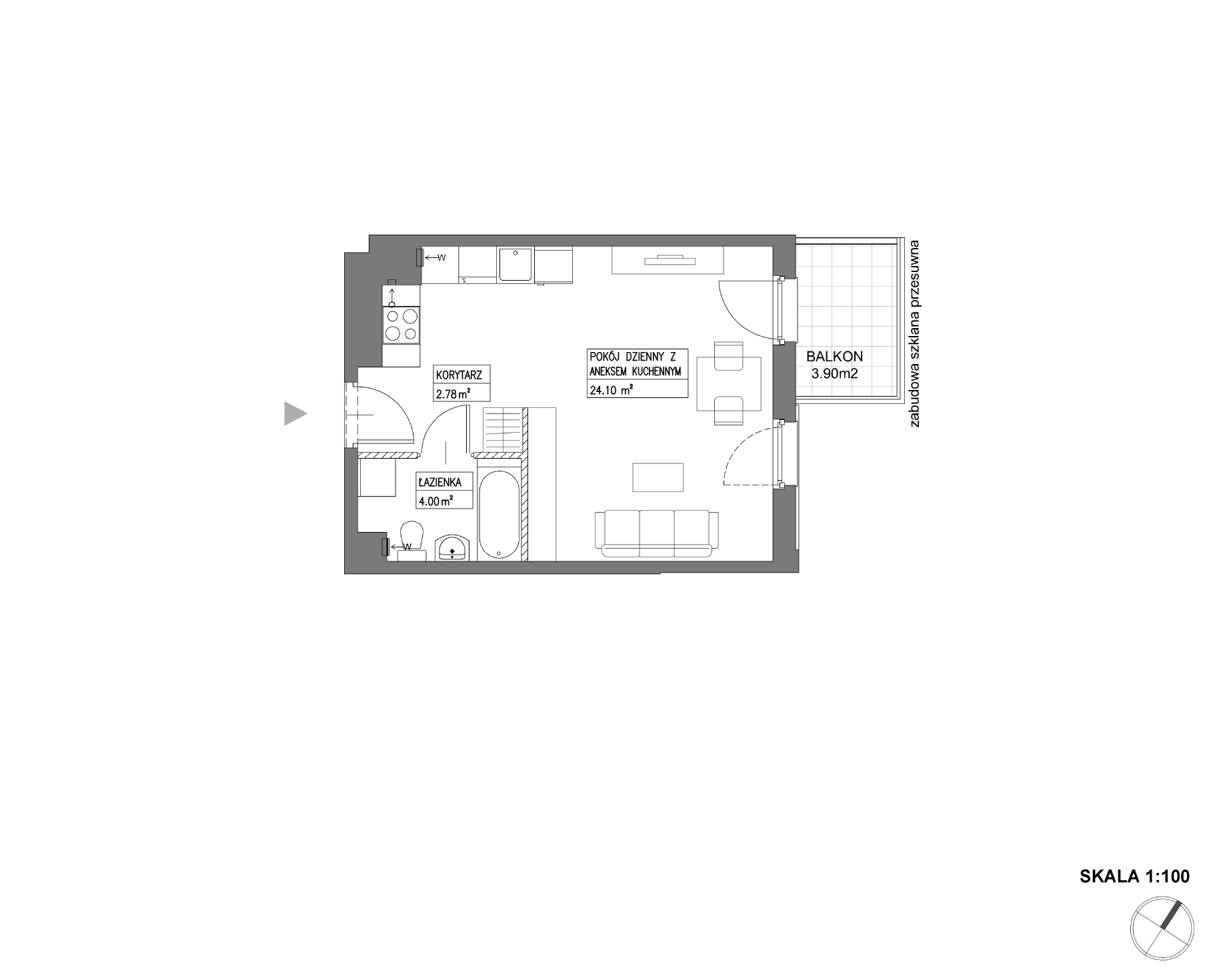 Plan 1 pok. 31m²