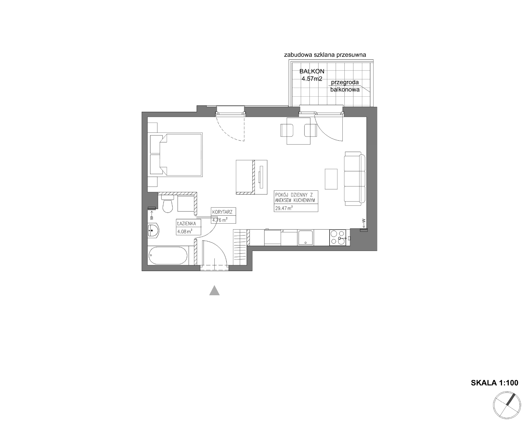 Plan 1 pok. 38m²