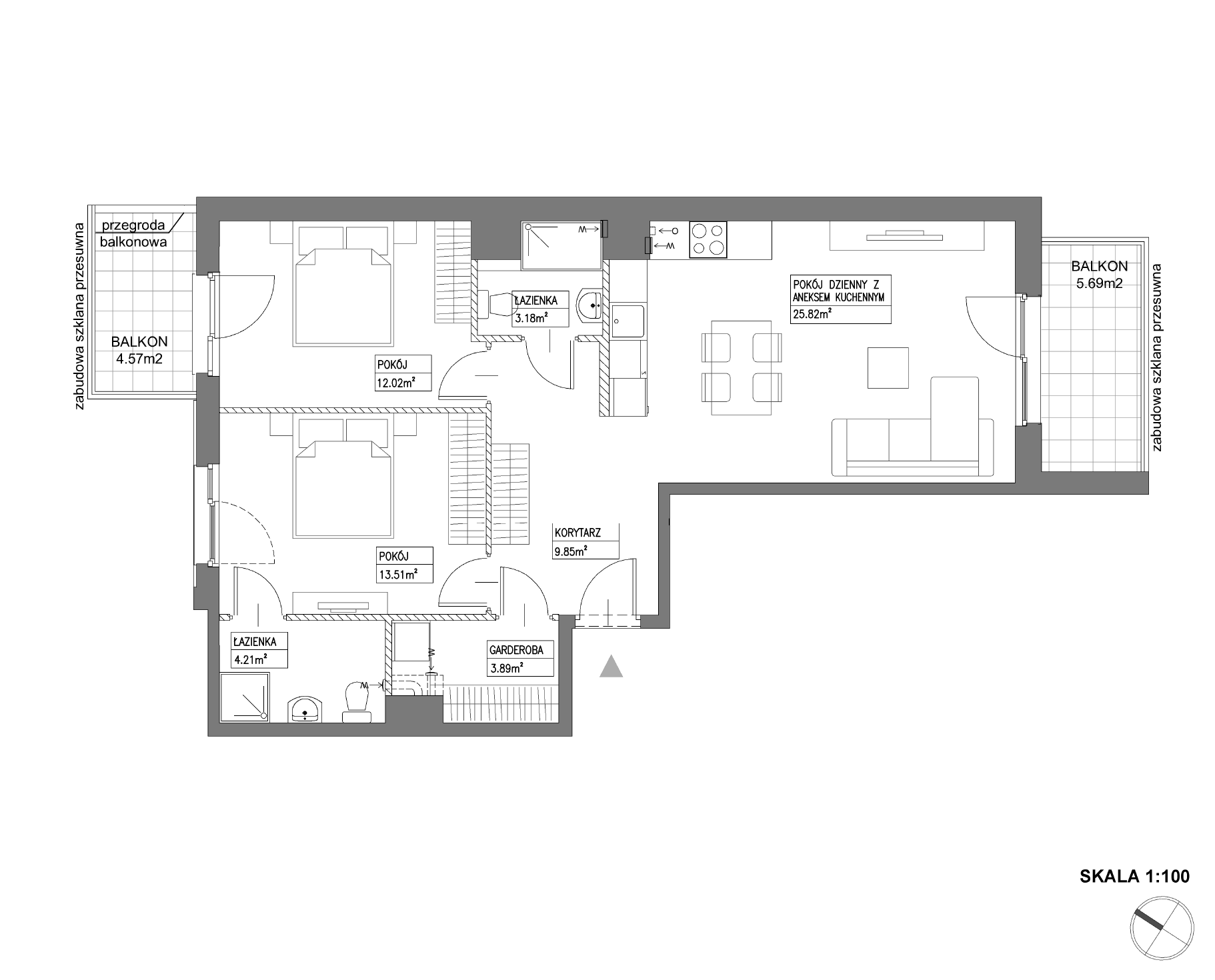 Plan 3 pok. 72m²