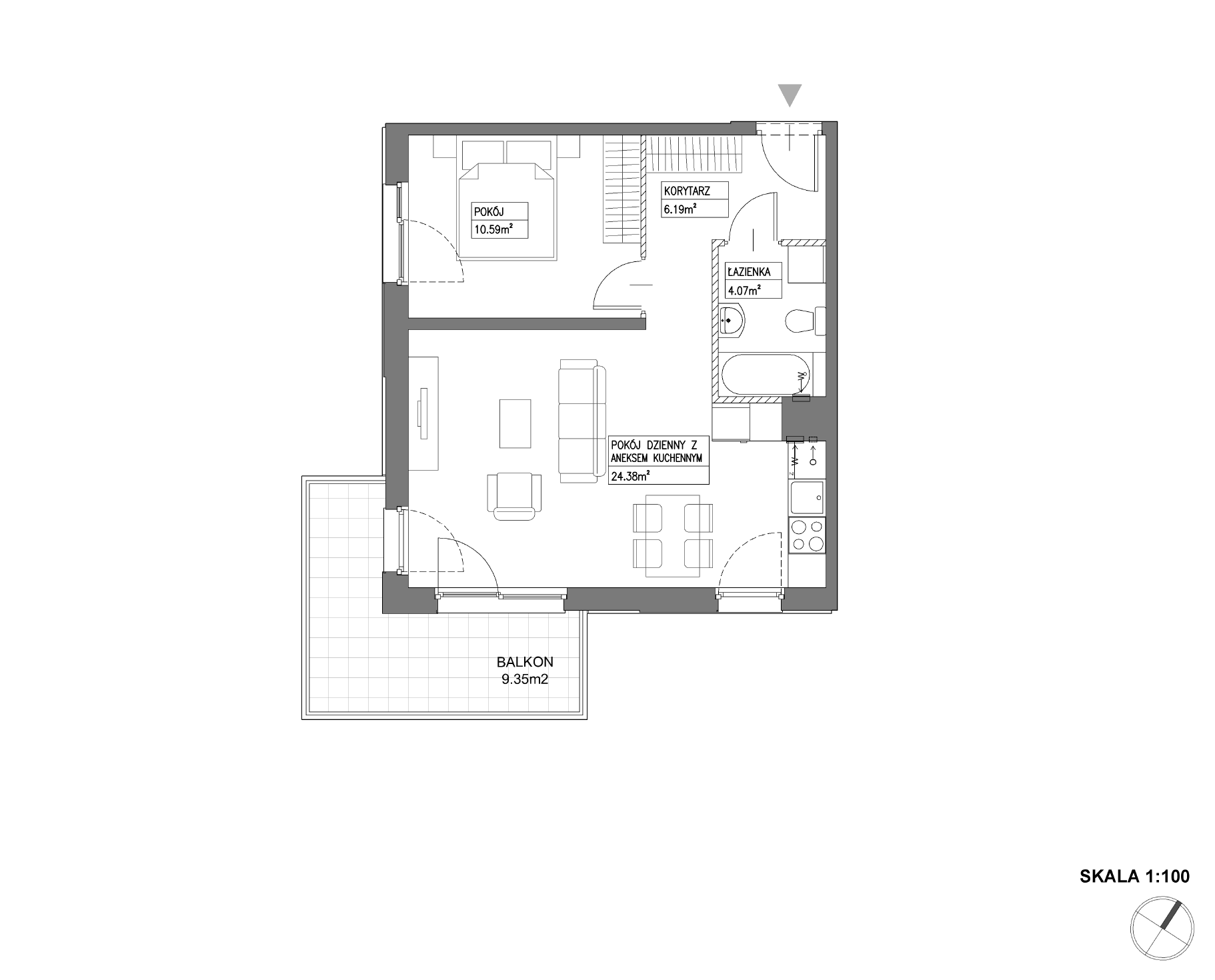 Plan 2 pok. 45m²