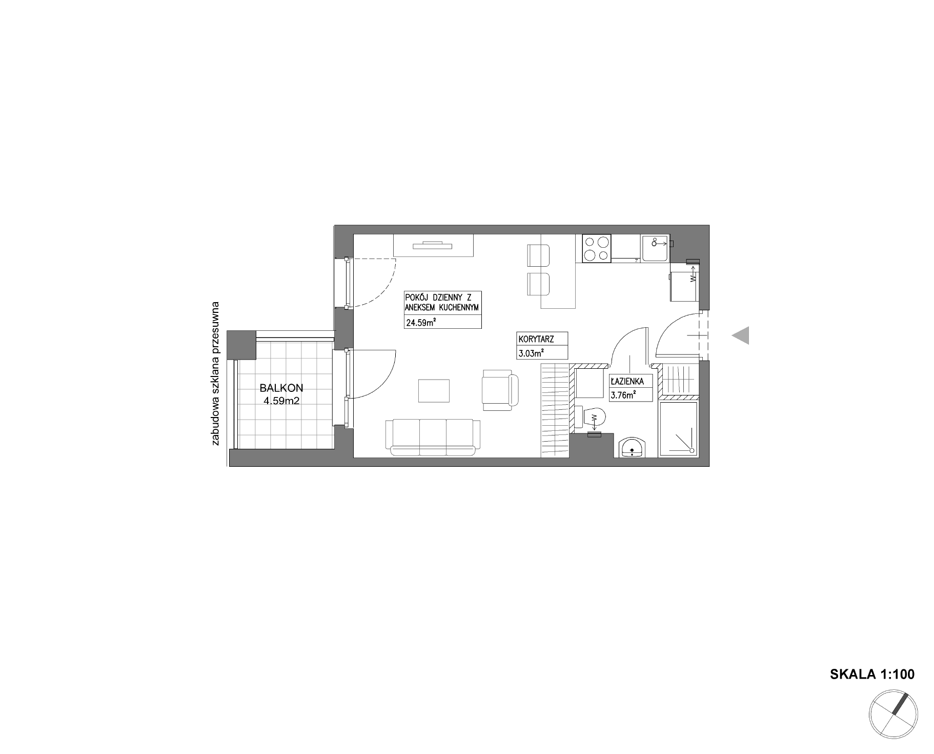 Plan 1 pok. 31m²