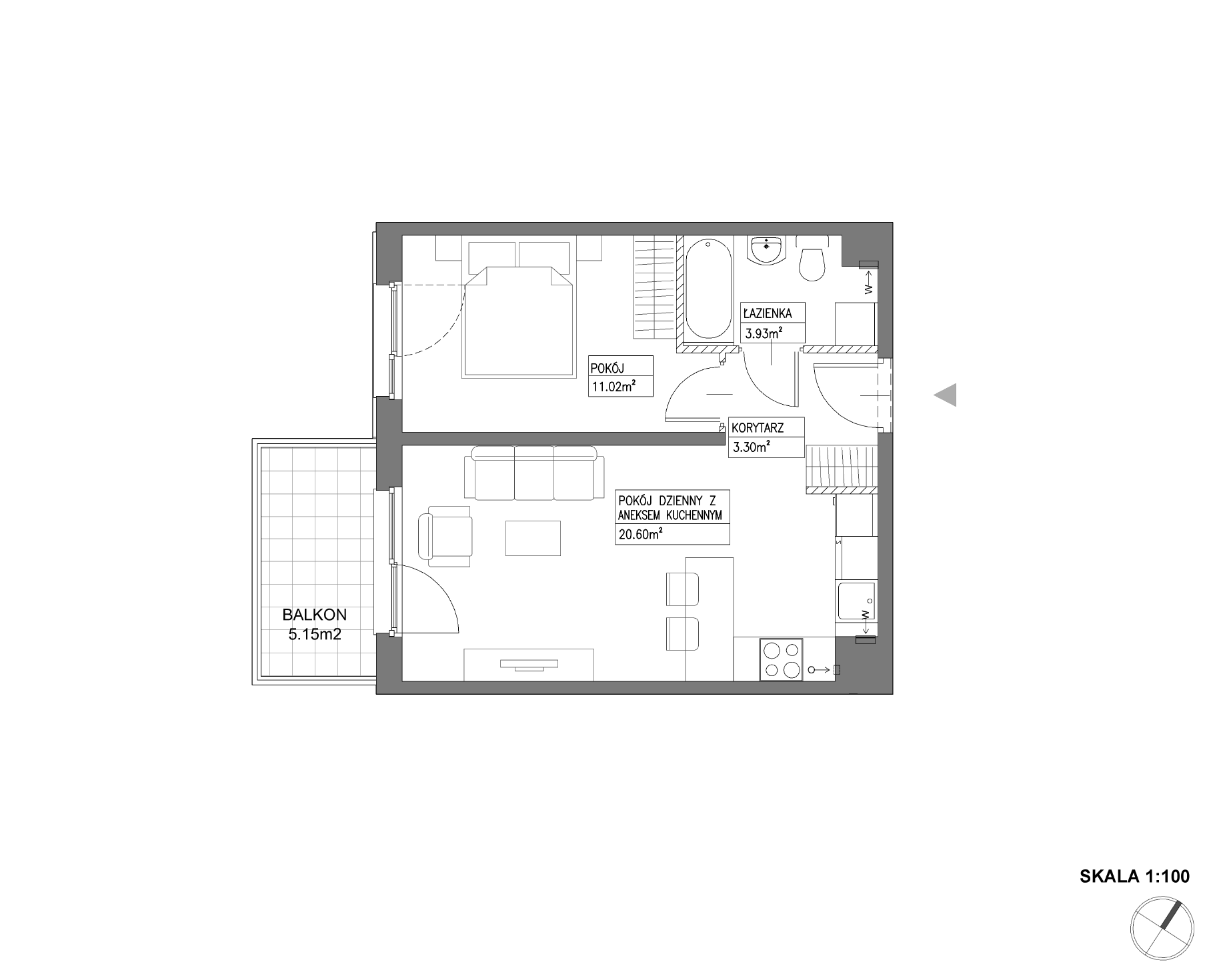 Plan 2 pok. 39m²