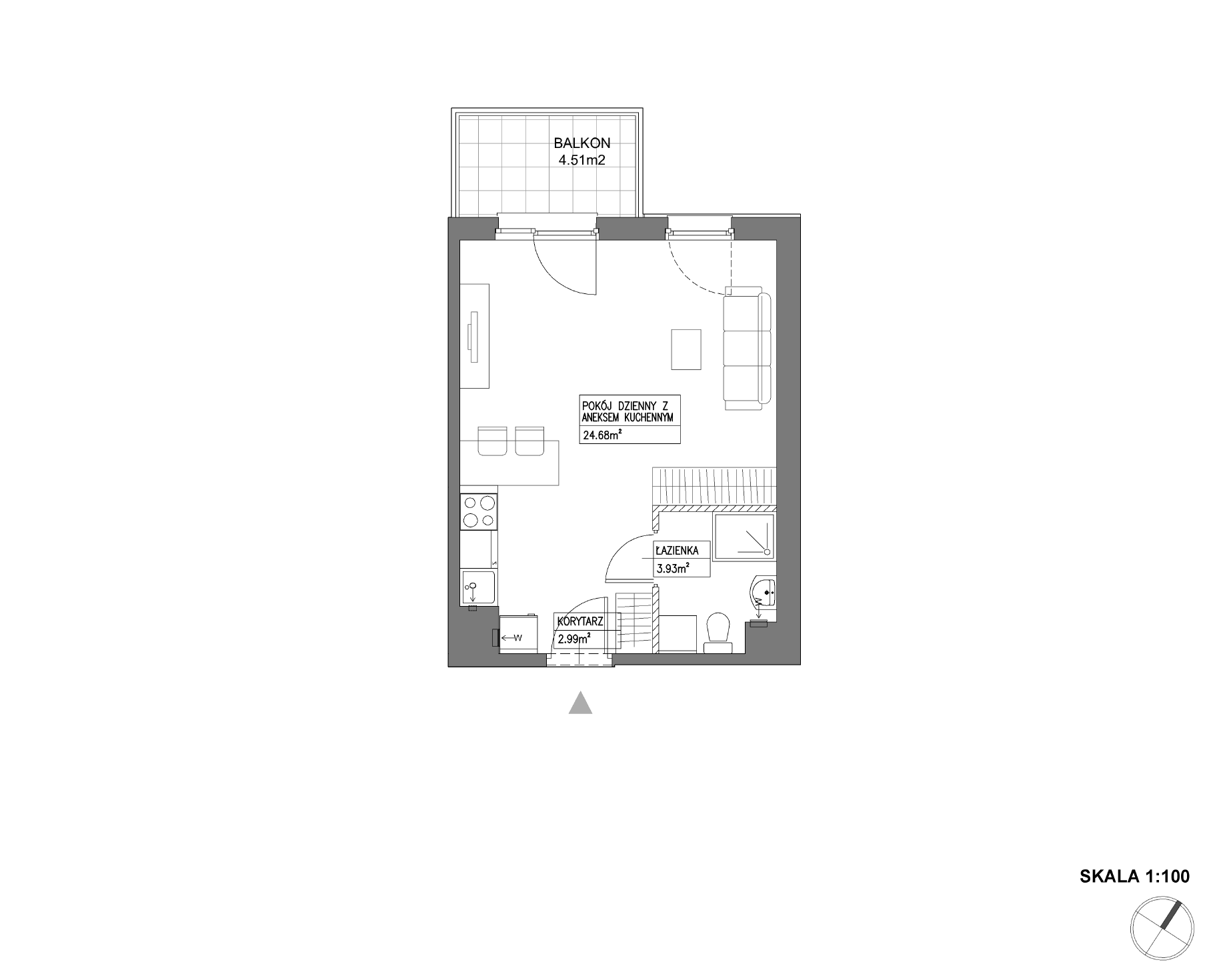 Plan 1 pok. 32m²