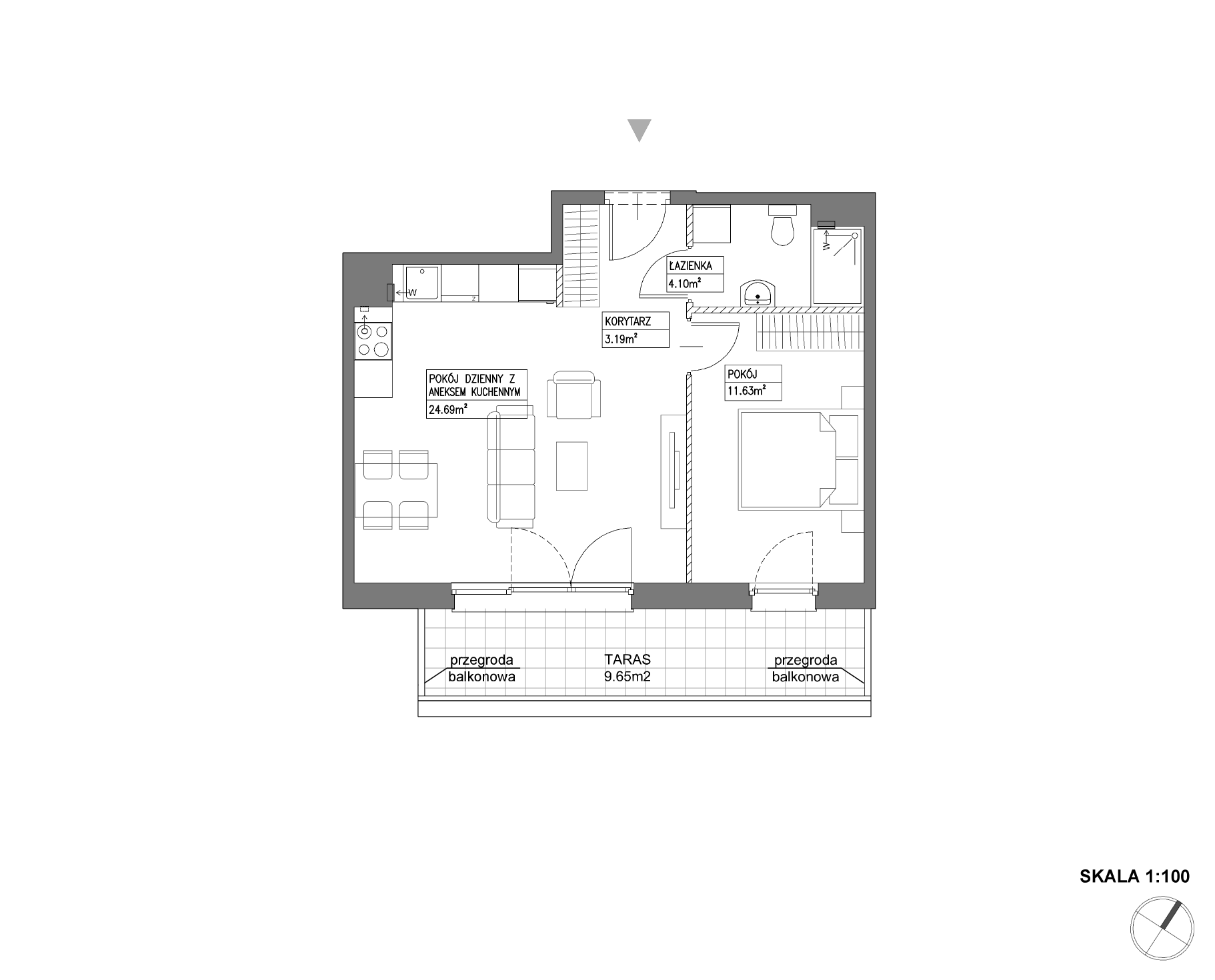 Plan 2 pok. 44m²