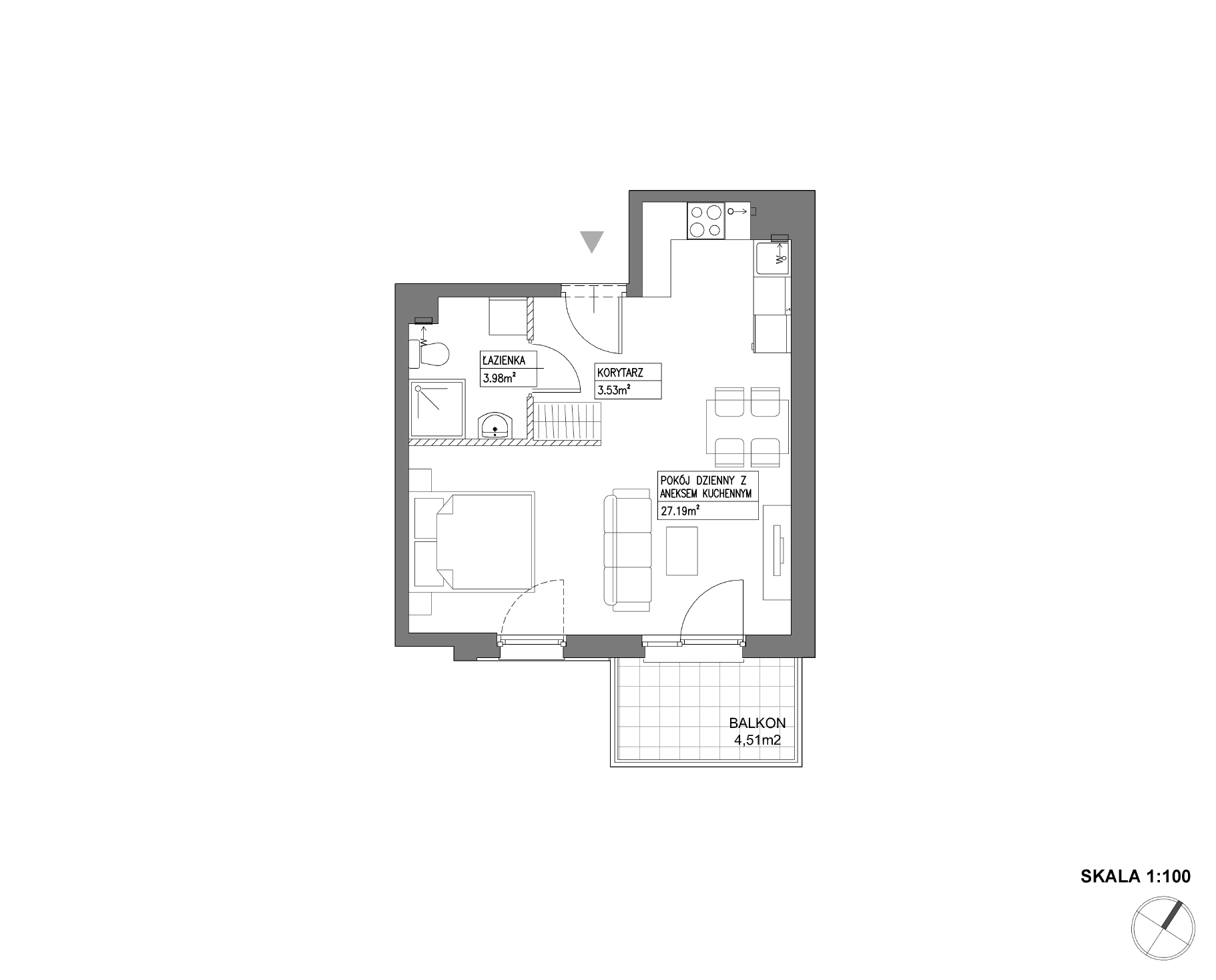 Plan 1 pok. 35m²