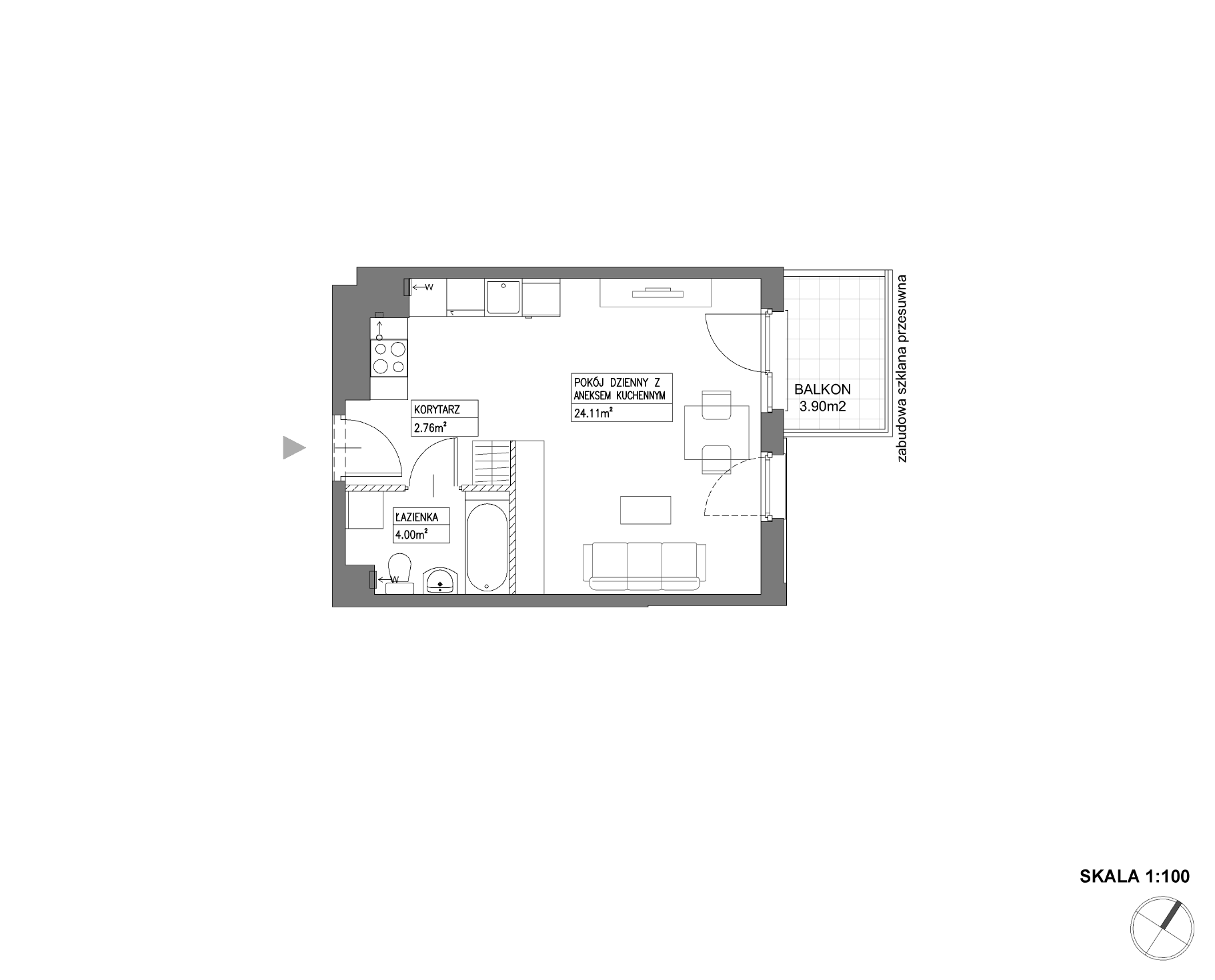 Plan 1 pok. 31m²
