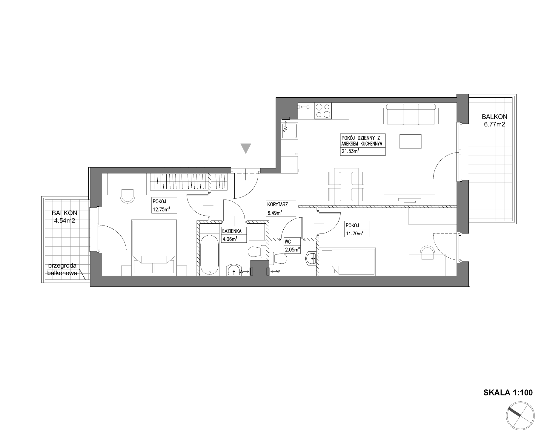 Plan 3 pok. 59m²