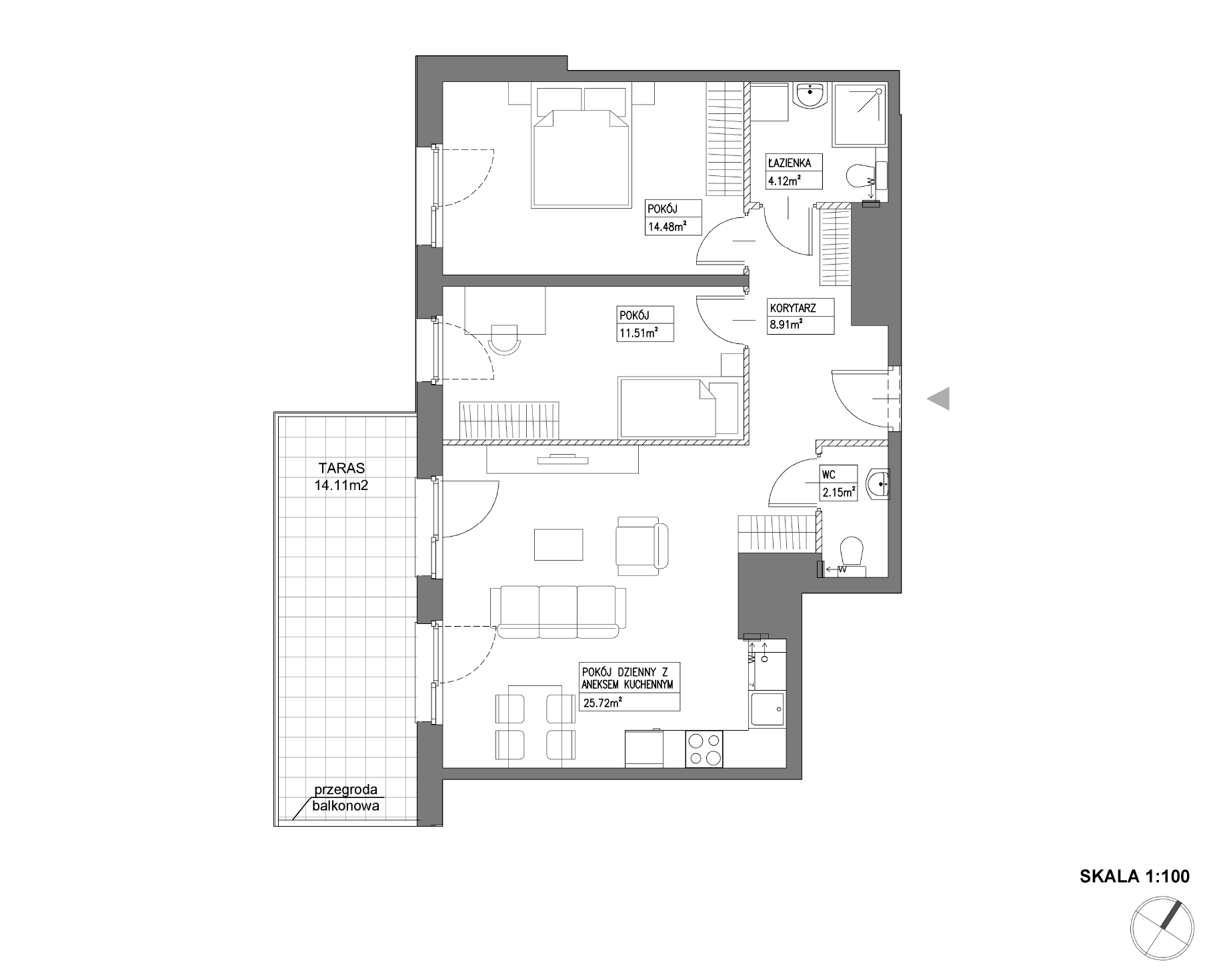 Plan 3 pok. 67m²