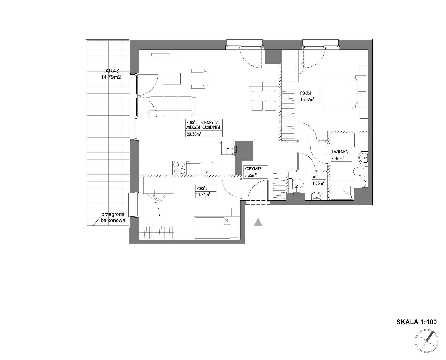 Plan 3 pok. 68m²