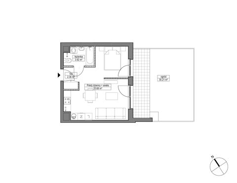Plan 1 pok. 32m²