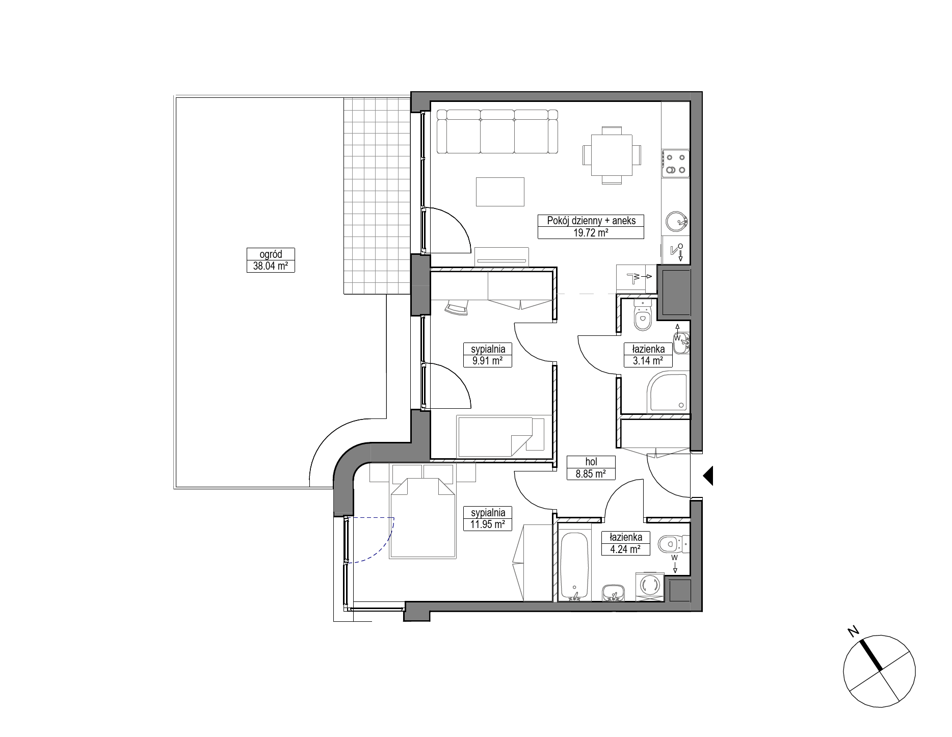 Plan 3 pok. 58m²