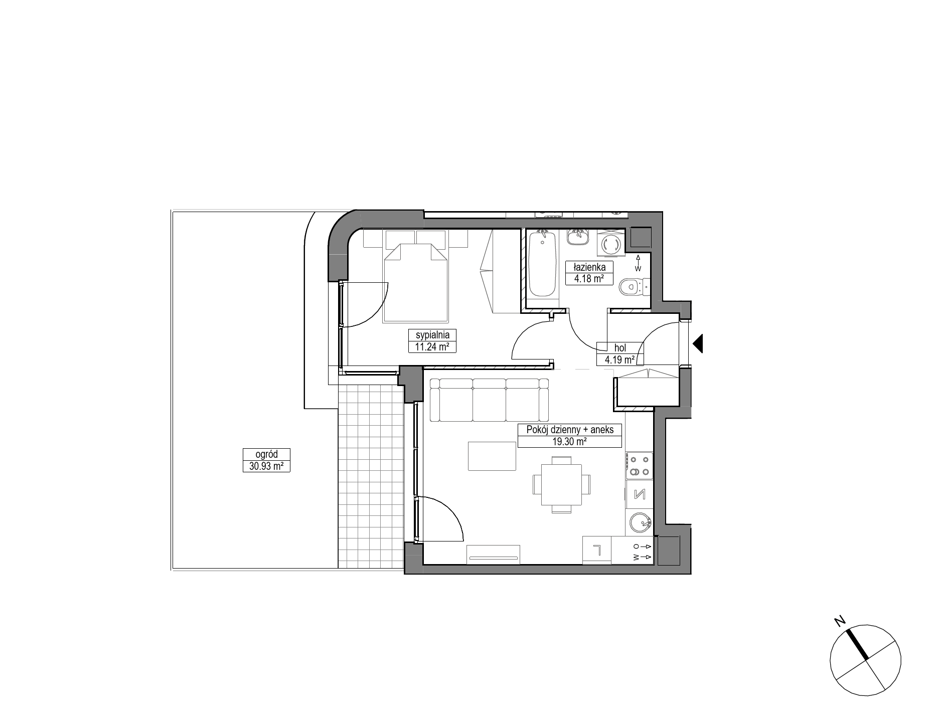 Plan 2 pok. 39m²