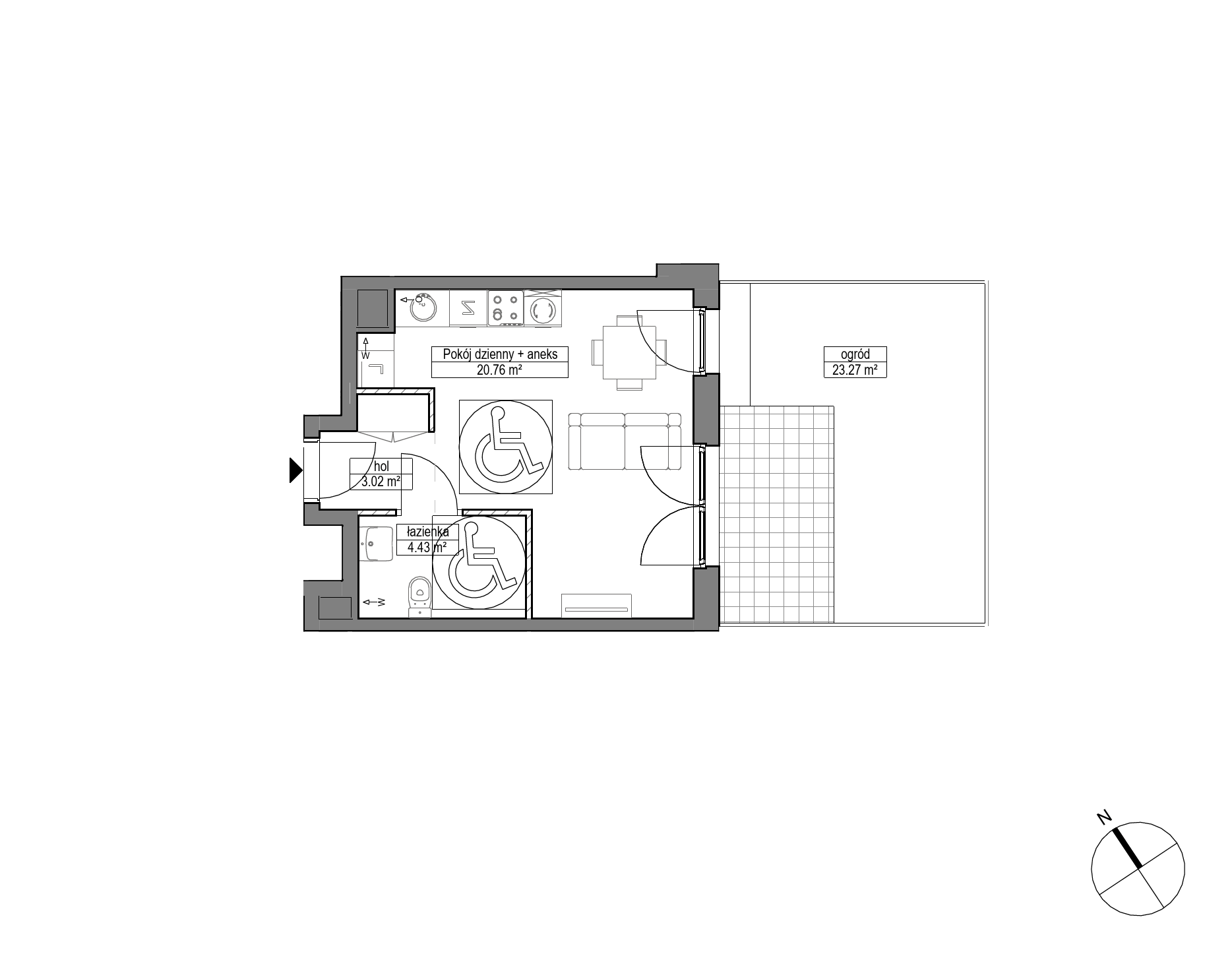 Plan 1 pok. 28m²