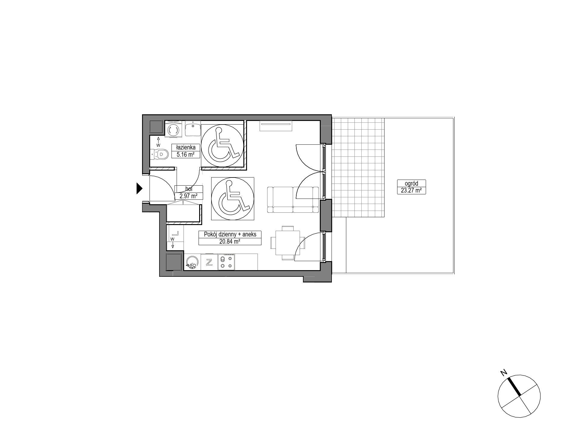 Plan 1 pok. 29m²