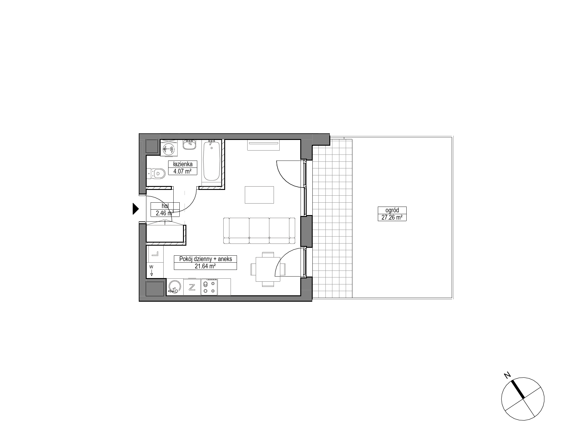 Plan 1 pok. 28m²