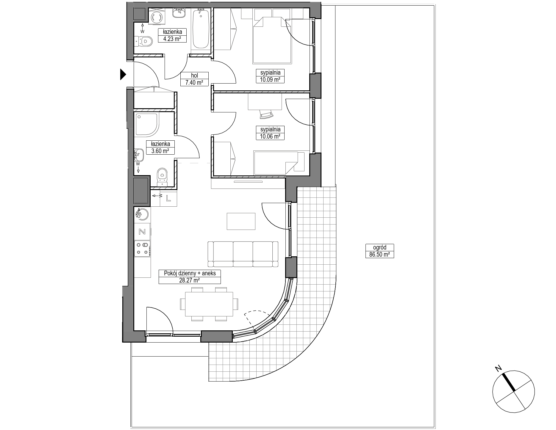 Plan 3 pok. 64m²