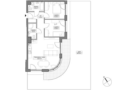 Plan 3 pok. 64m²