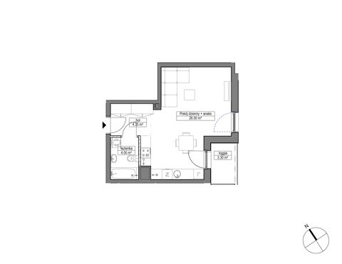 Plan 1 pok. 34m²