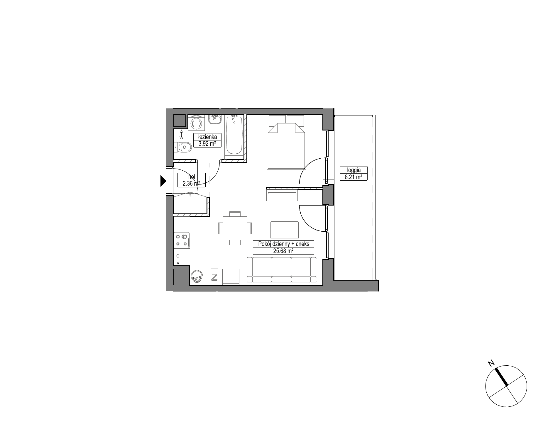 Plan 1 pok. 32m²