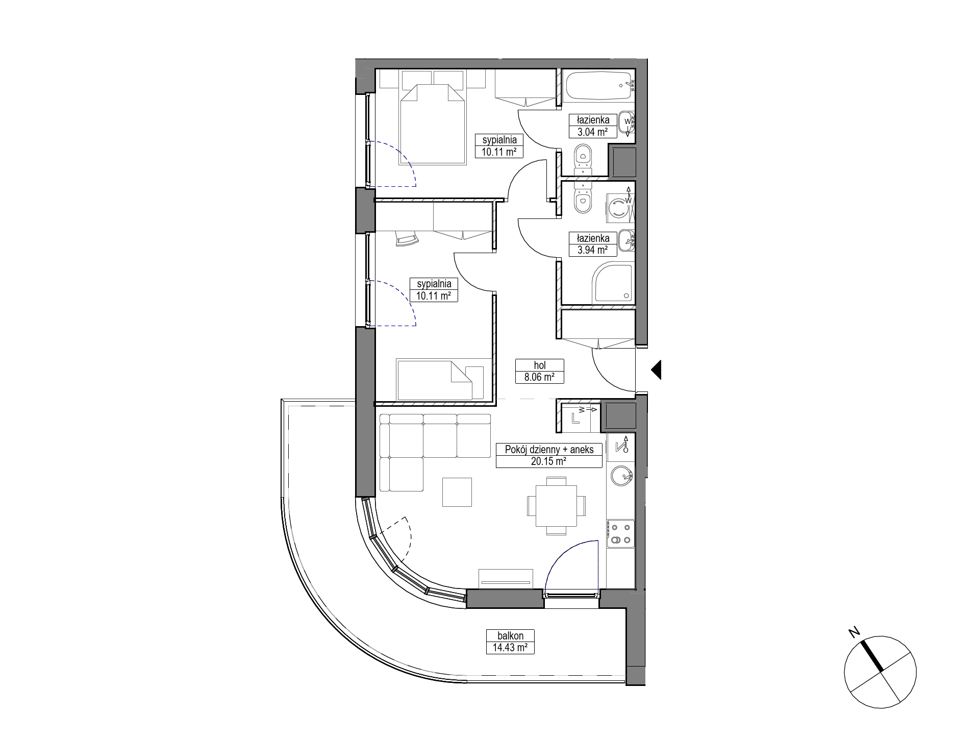 Plan 3 pok. 55m²