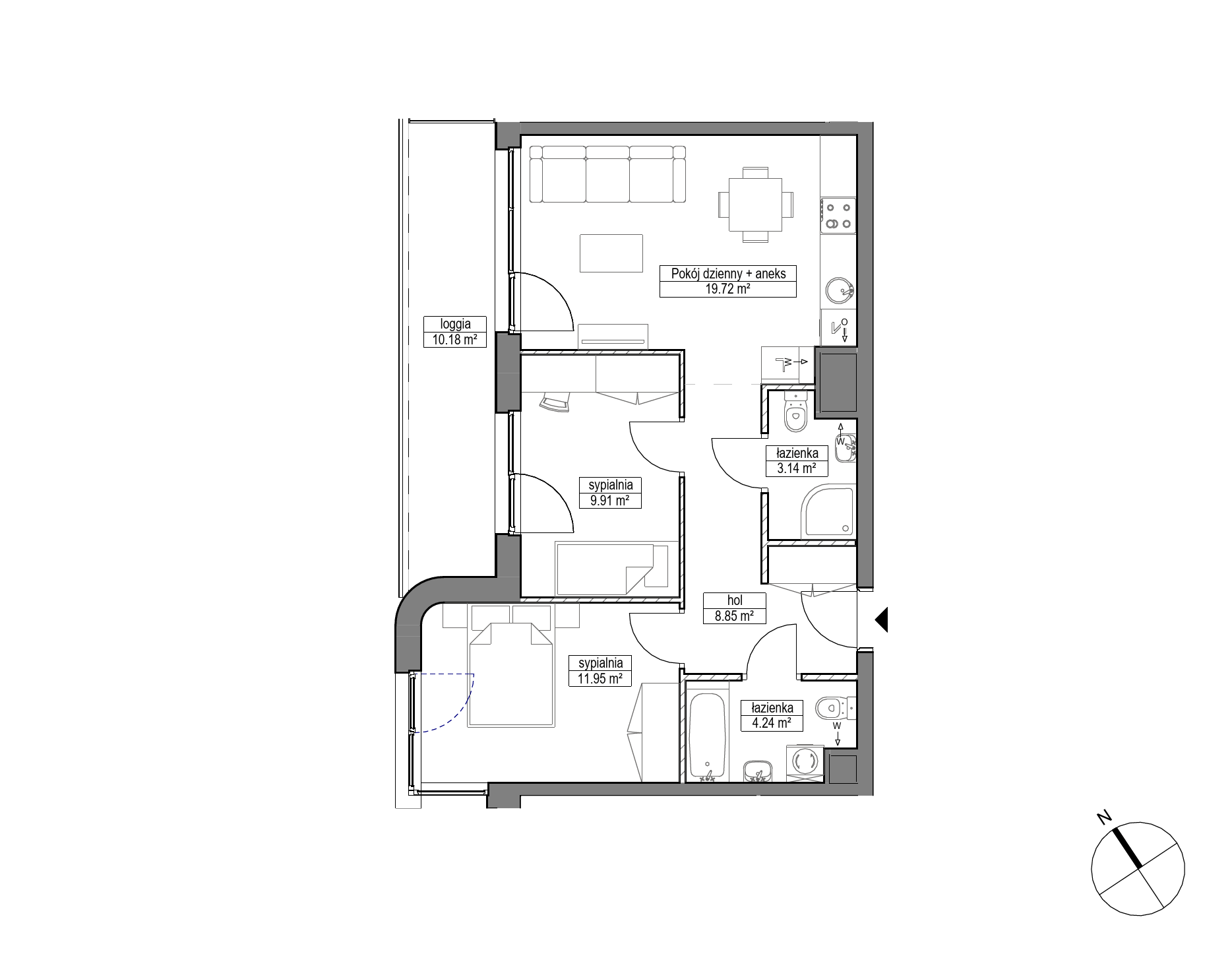 Plan 3 pok. 58m²