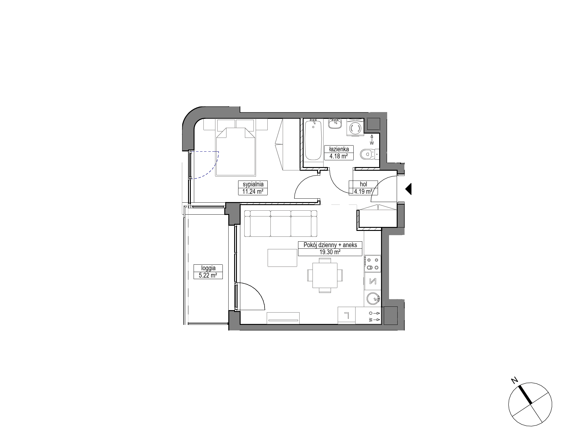 Plan 2 pok. 39m²