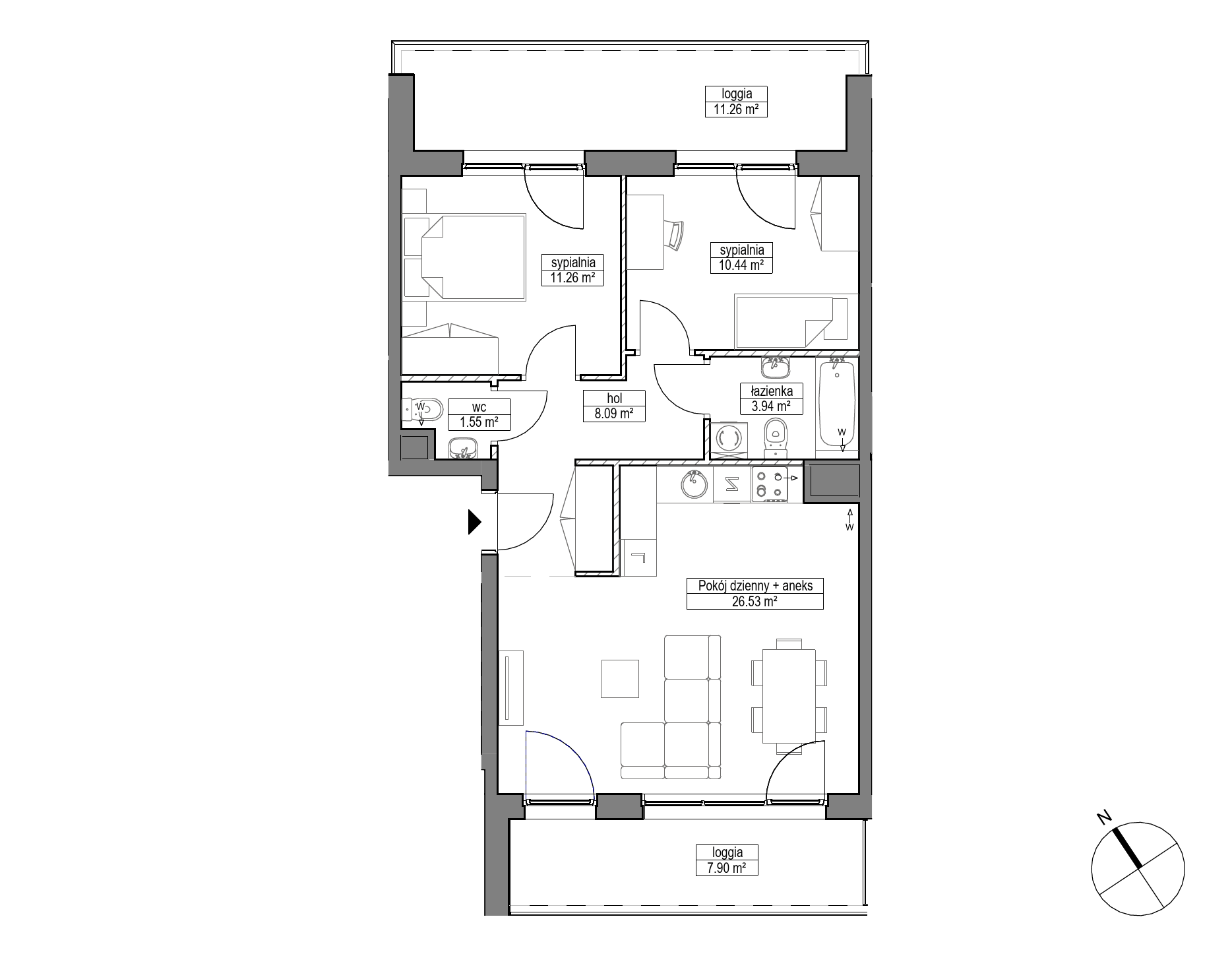 Plan 3 pok. 62m²