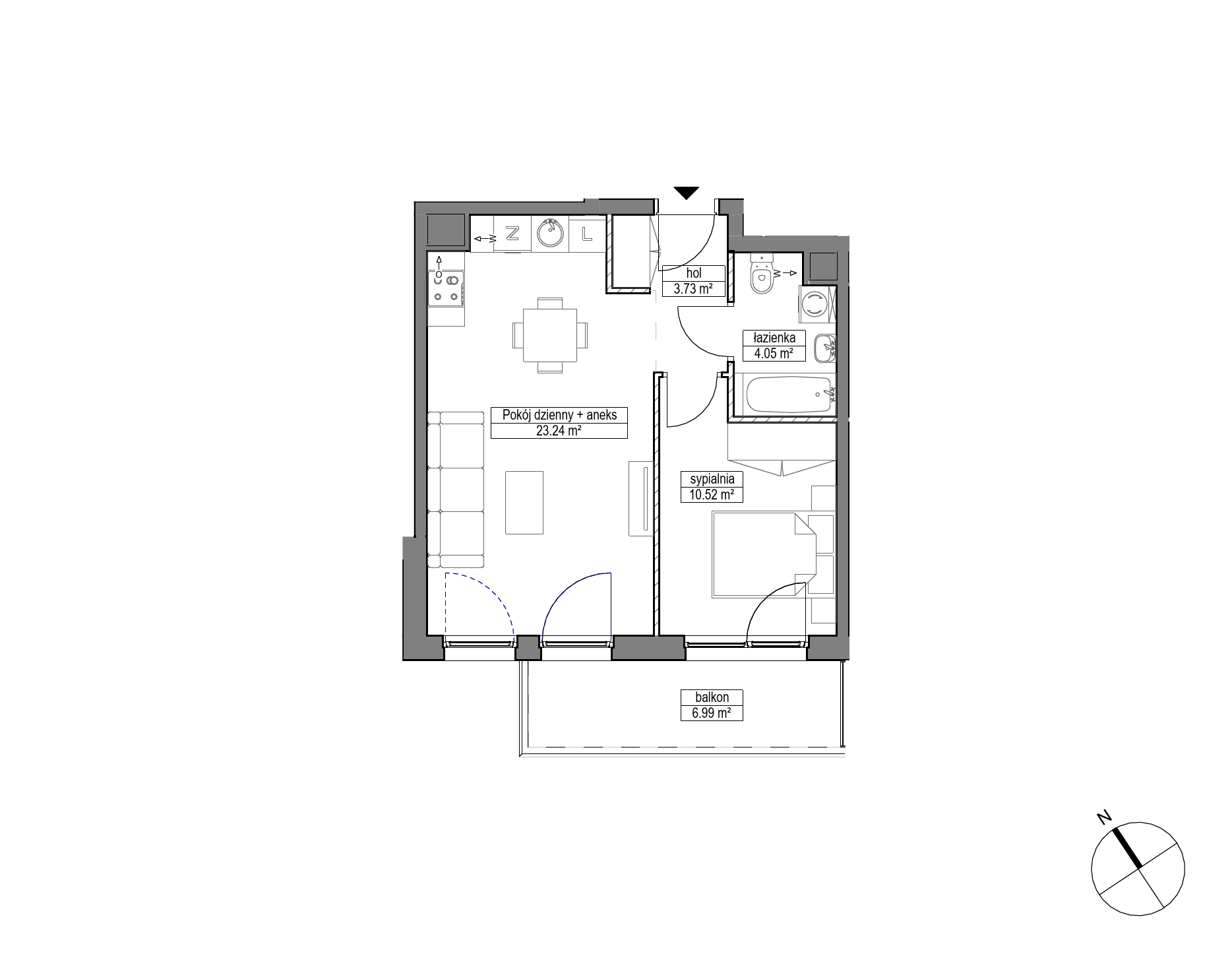 Plan 2 pok. 42m²