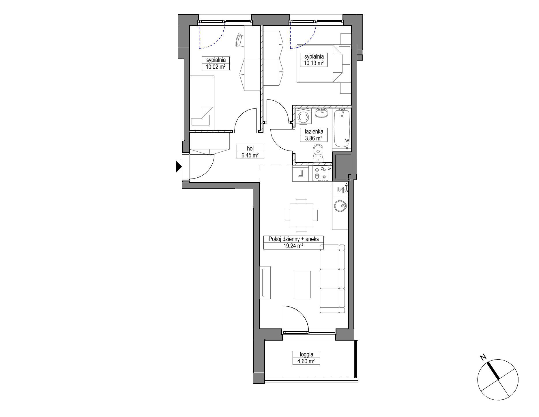 Plan 3 pok. 50m²