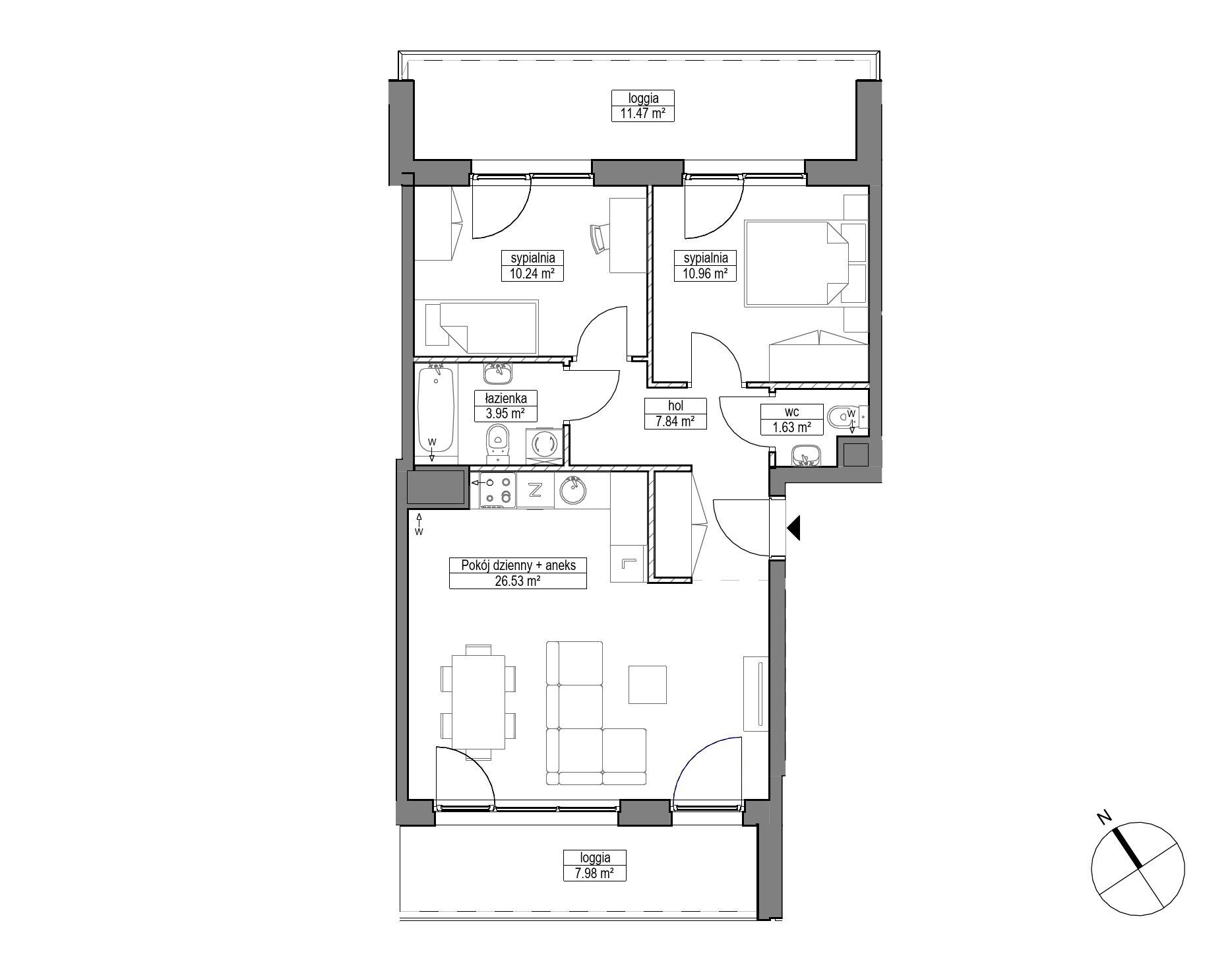 Plan 3 pok. 61m²