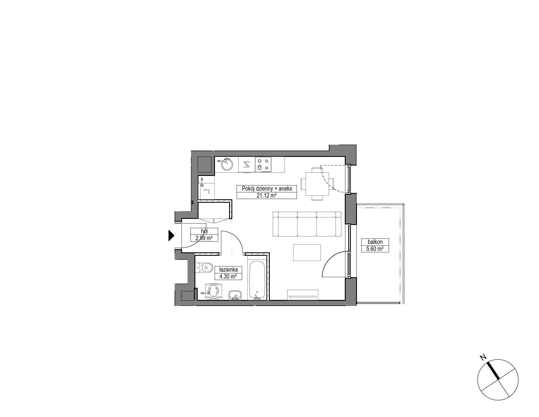 Plan 1 pok. 28m²