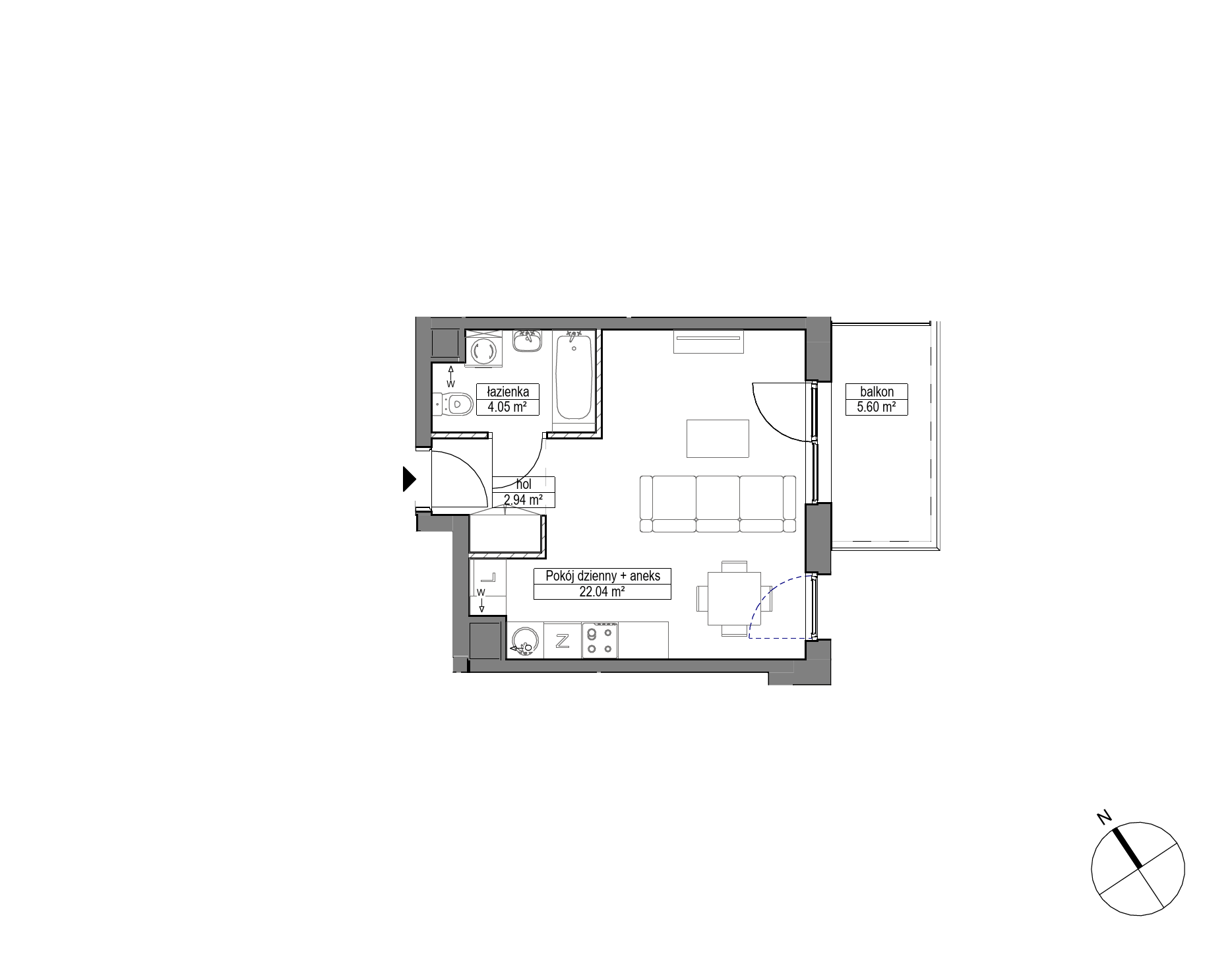 Plan 1 pok. 29m²