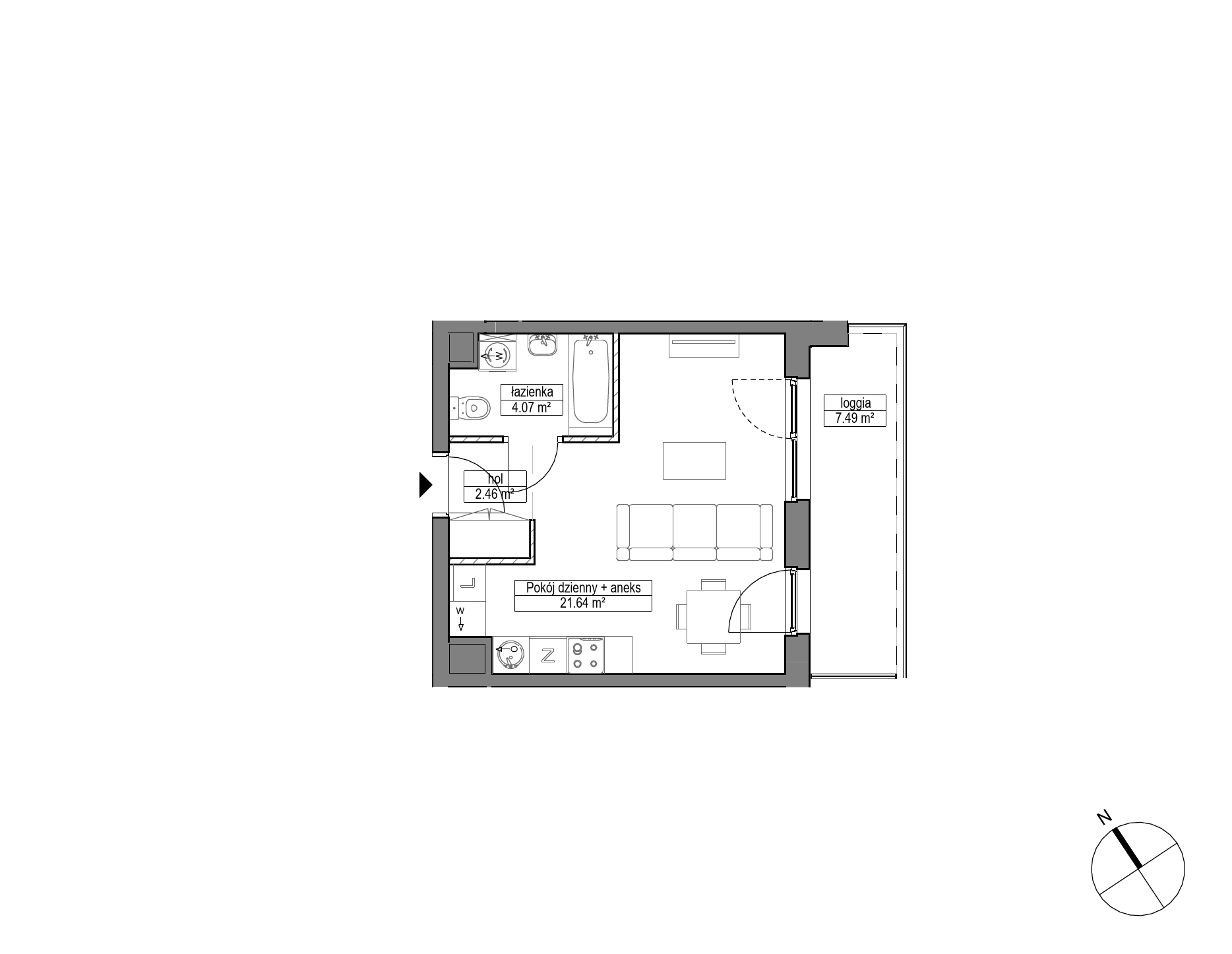 Plan 1 pok. 28m²