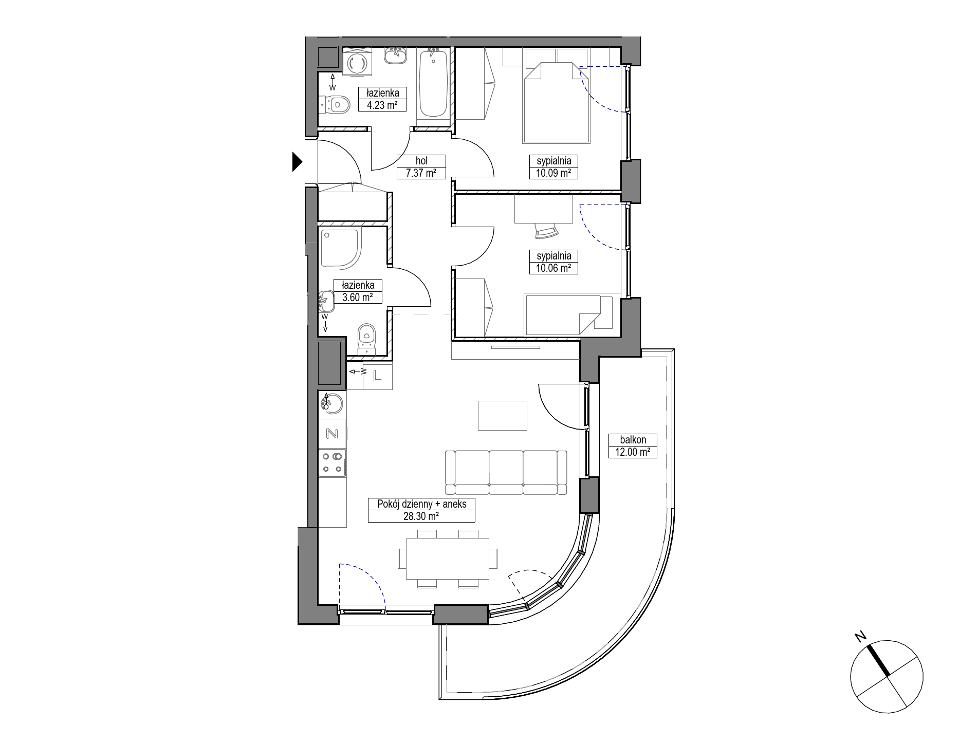 Plan 3 pok. 64m²