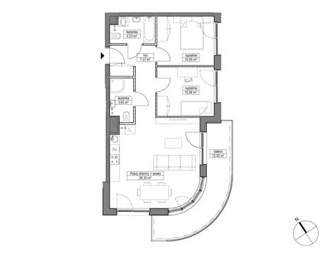 Plan 3 pok. 64m²