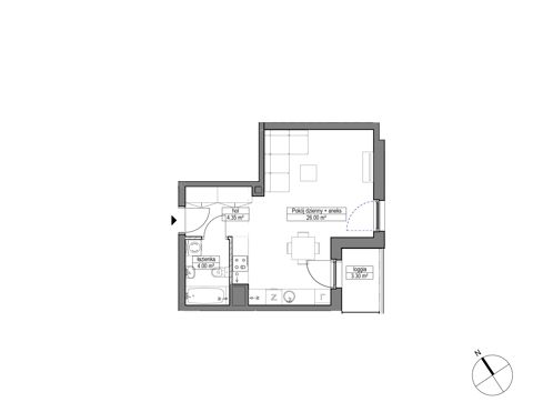 Plan 1 pok. 34m²