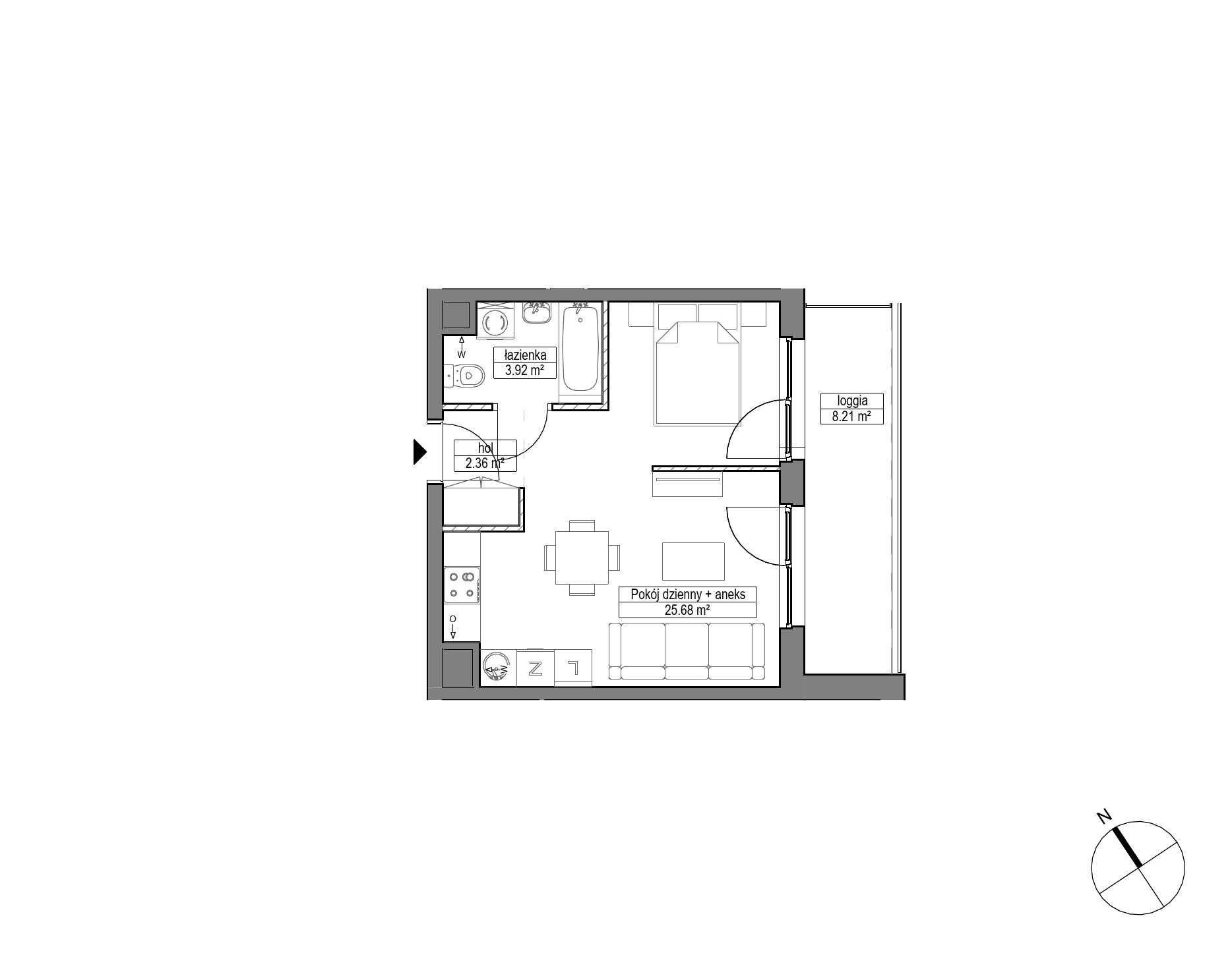 Plan 1 pok. 32m²