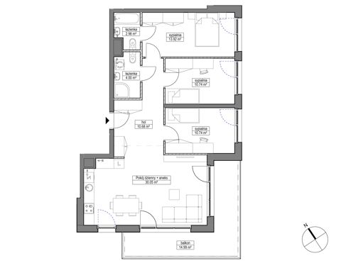 Plan 4 pok. 83m²